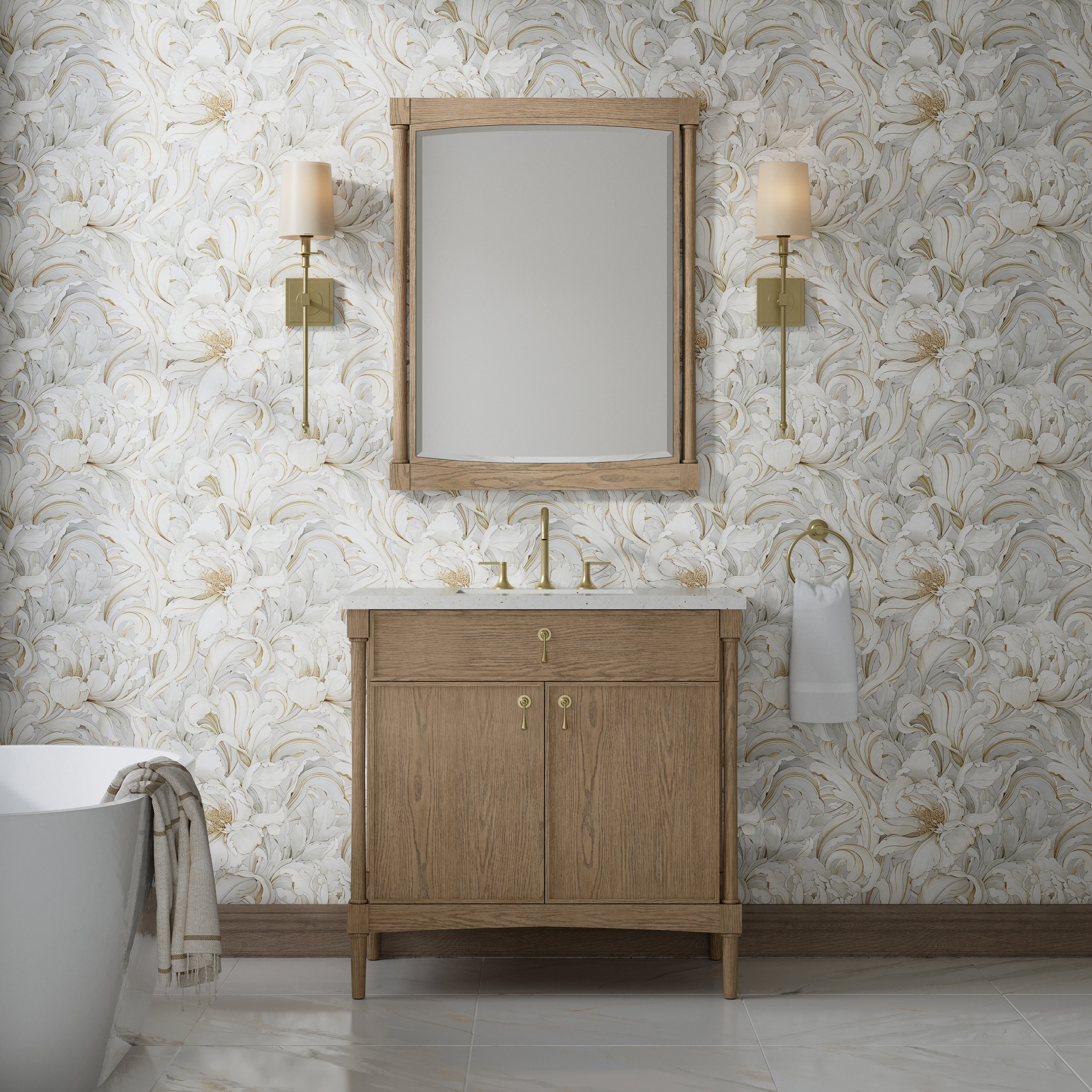 James Martin Kinnsden 36" Single Vanity in Weathered Oak with 3cm Countertop