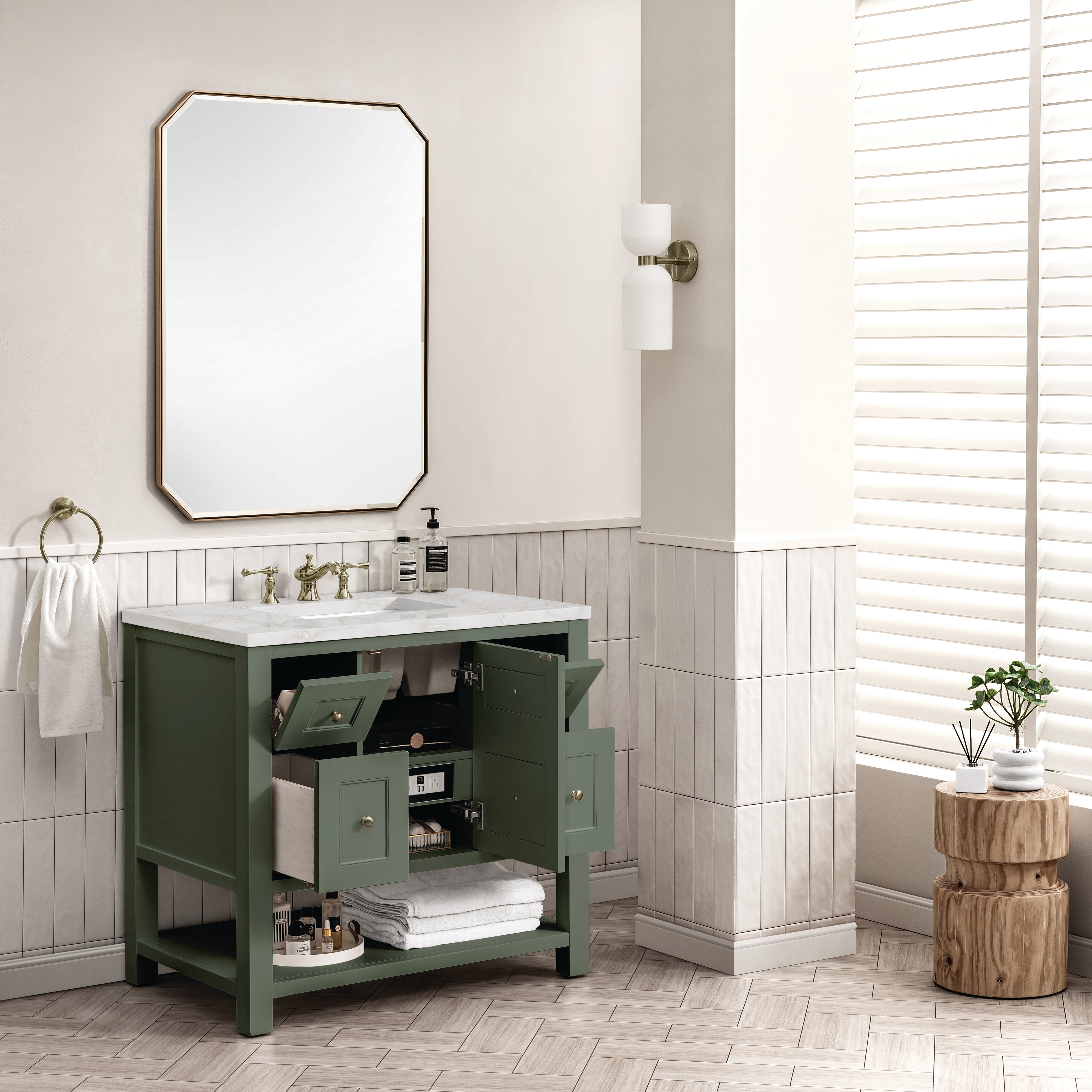 James Martin Breckenridge 36" Single Vanity in Smokey Celadon with 3cm Countertop