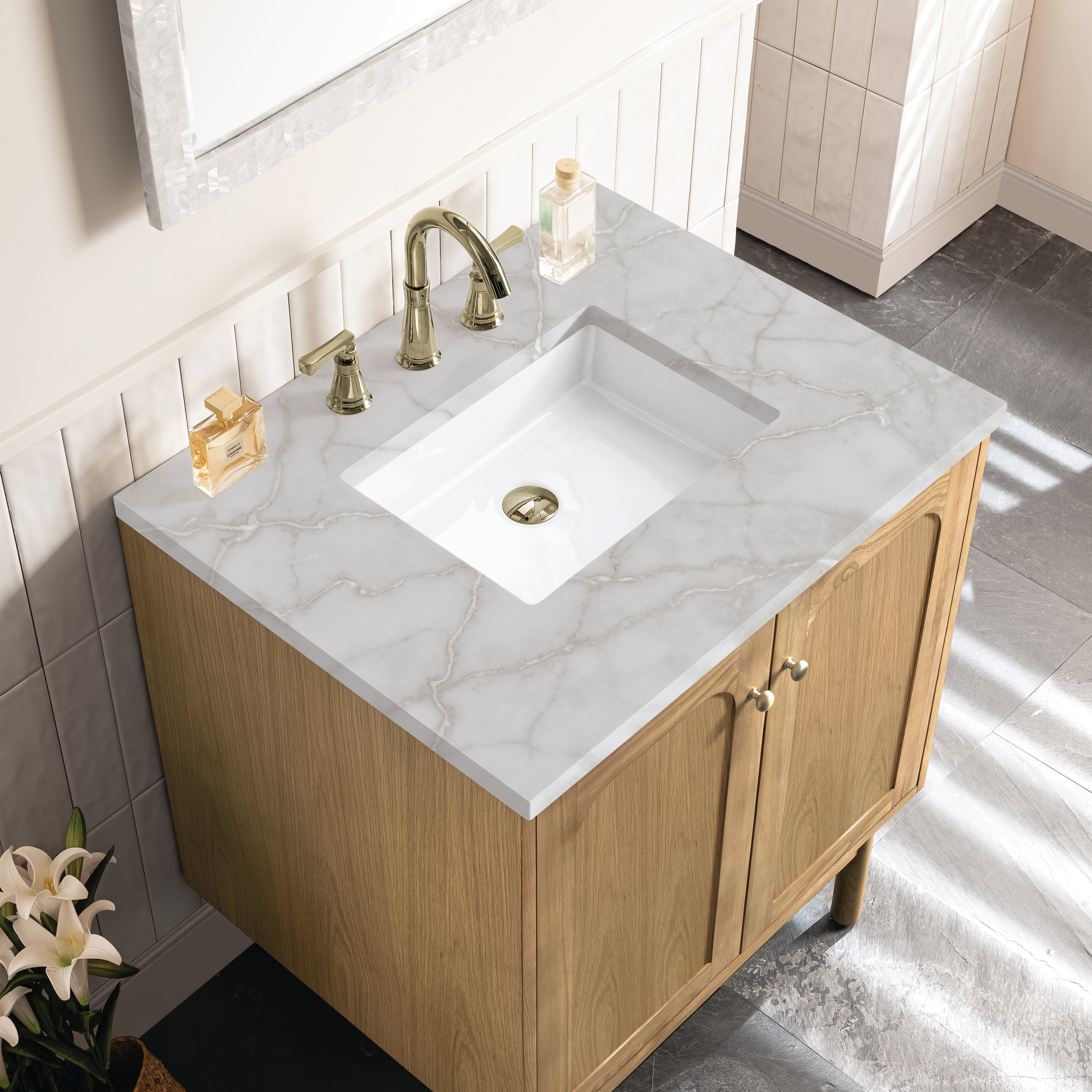 James Martin Laurent 30" Single Vanity in Light Natural Oak with 3cm Countertop