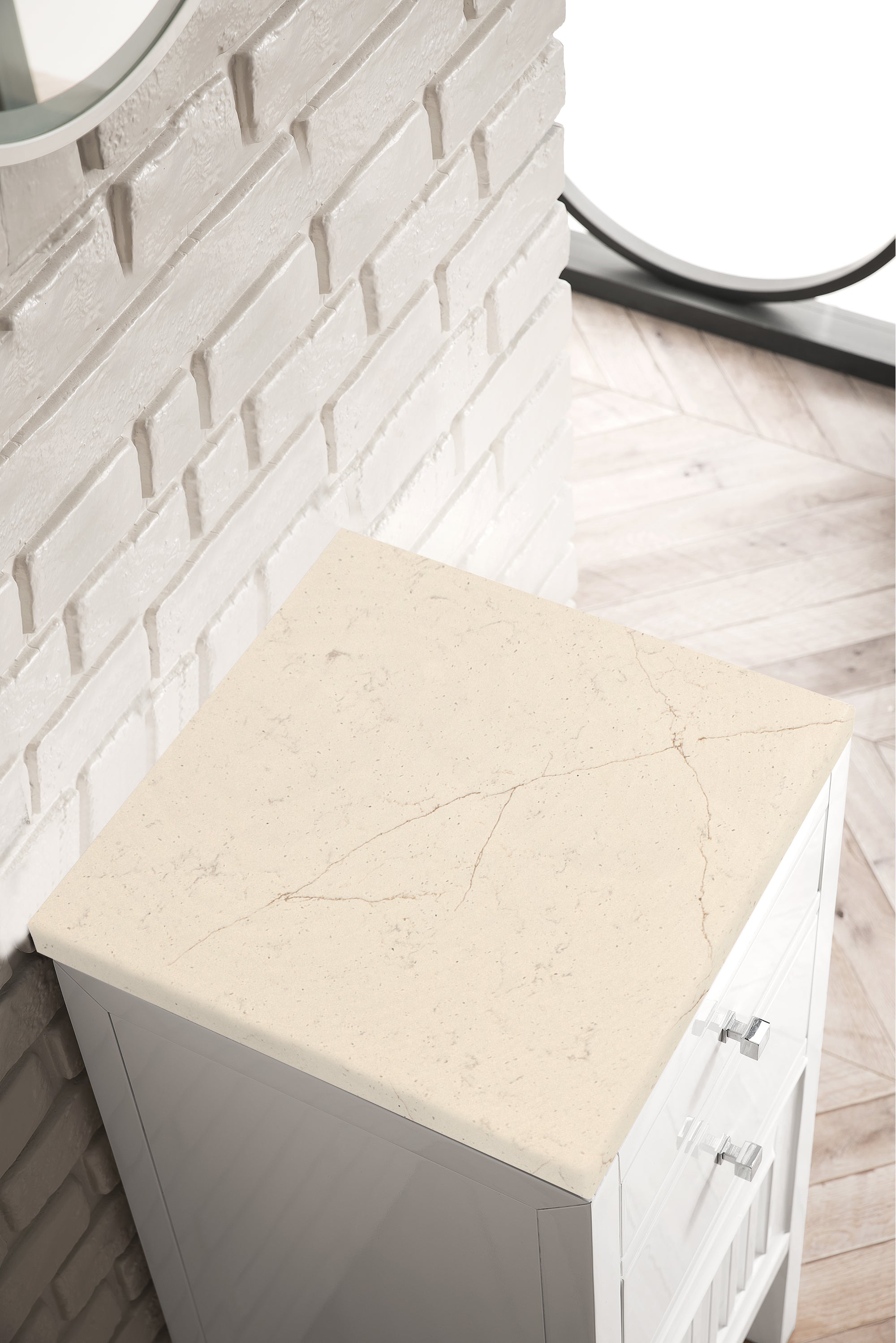 James Martin Athens 15" Base Cabinet with Drawers and Right Door in Glossy White with 3cm Countertop