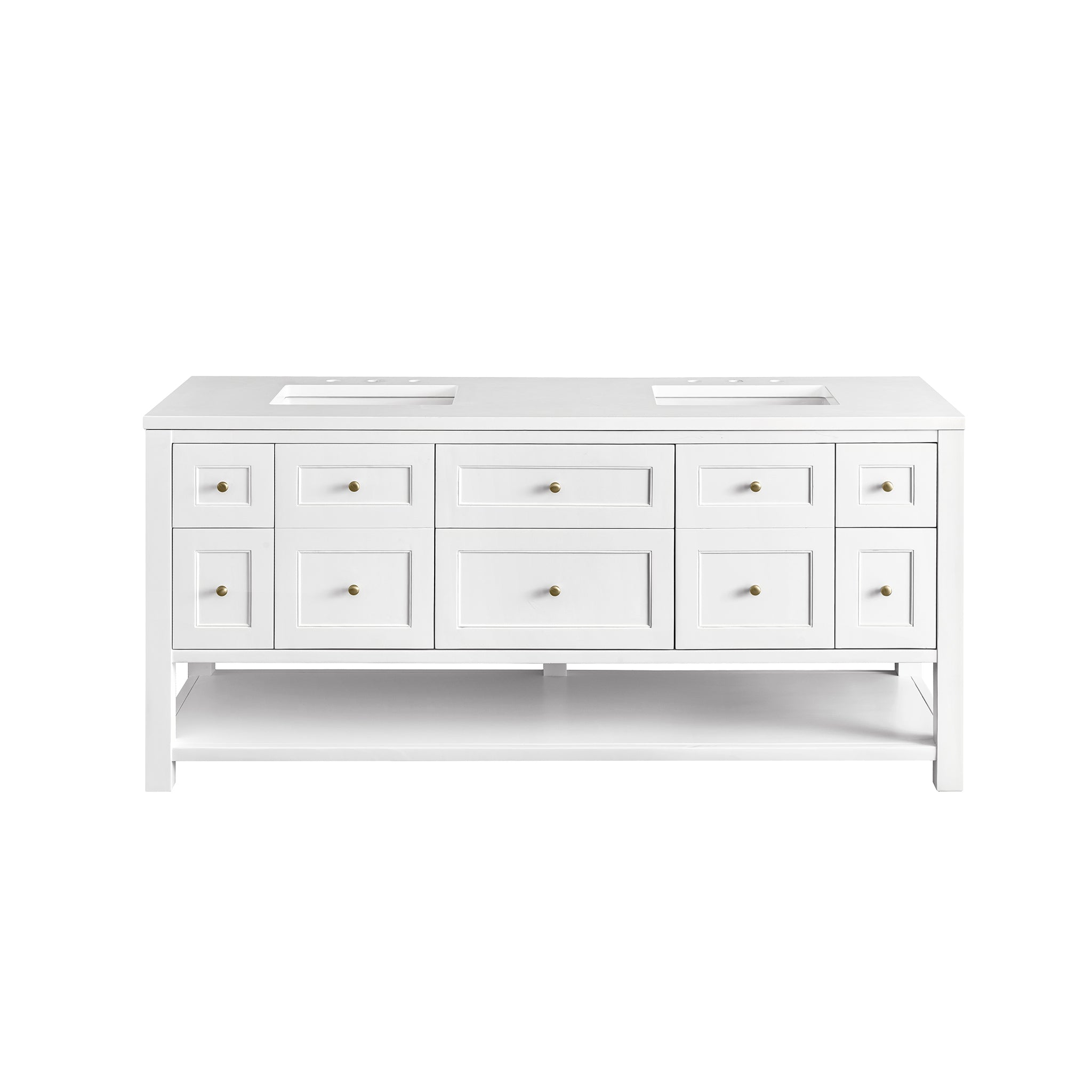 James Martin Breckenridge 72" Double Vanity in Bright White with 3cm Countertop