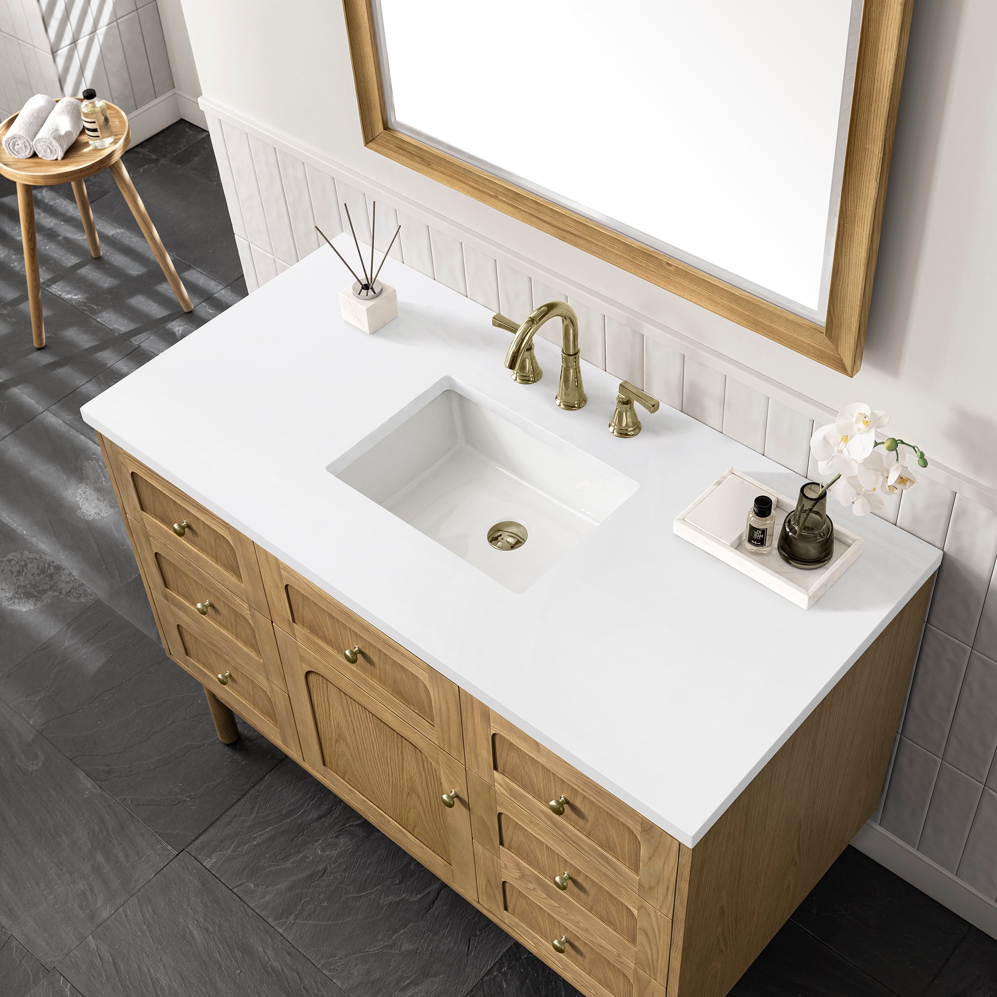 James Martin Laurent 48" Single Vanity in Light Natural Oak with 3cm Countertop