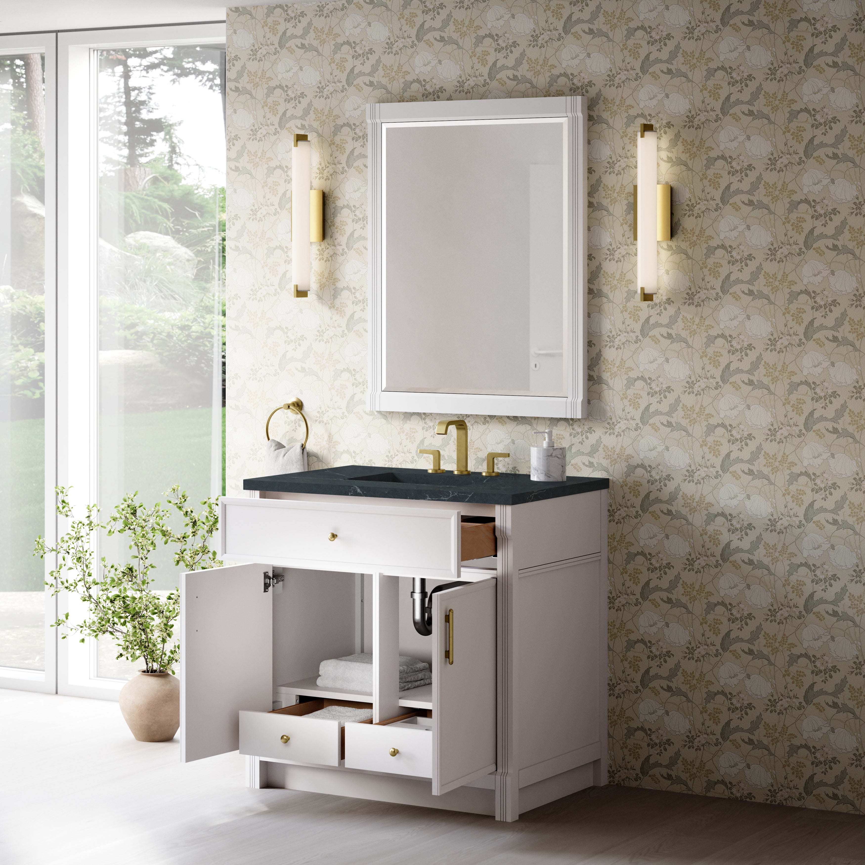 James Martin Bellshire 36" Single Vanity in Bright White with 3cm Countertop