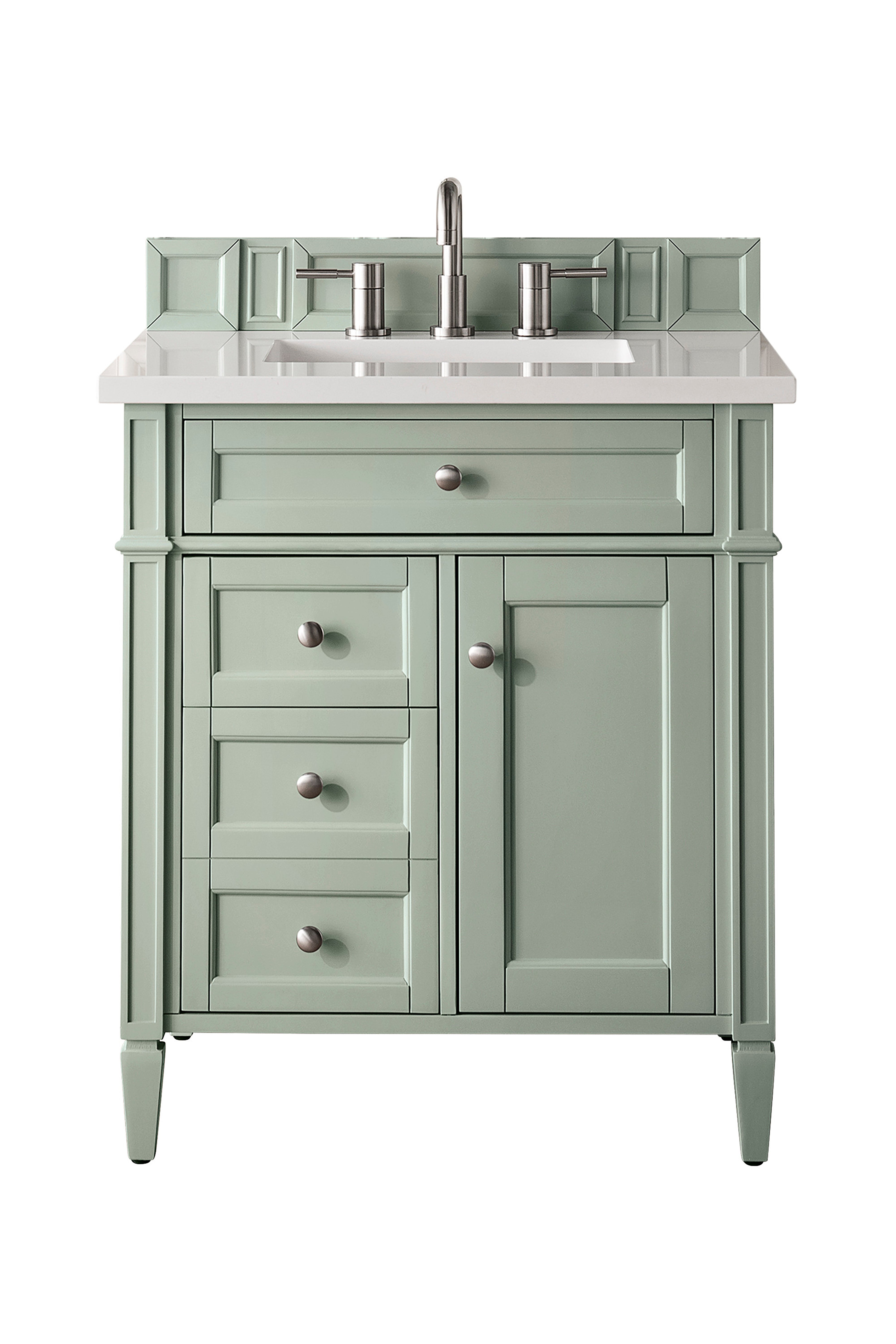 James Martin Brittany 30" Single Vanity in Sage Green with 3cm Countertop