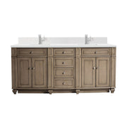 James Martin Bristol 72" Double Vanity in Whitewashed Walnut with 3cm Countertop