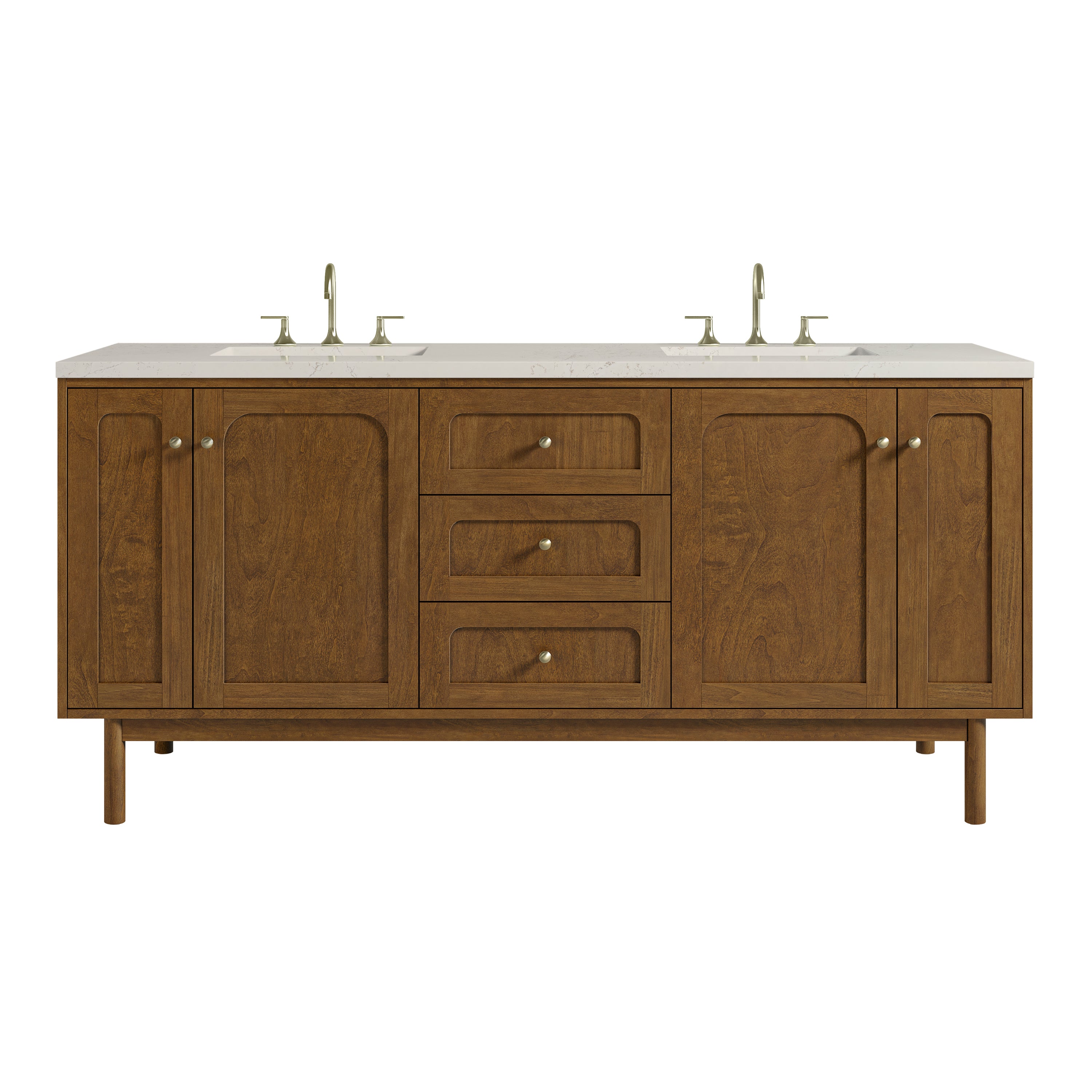 James Martin Laurent 72" Double Vanity in Honey Oak with 3cm Countertop and FreePower Wireless Charger