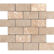 Light Travertine Filled And Honed Mosaic Brick 2"X4"