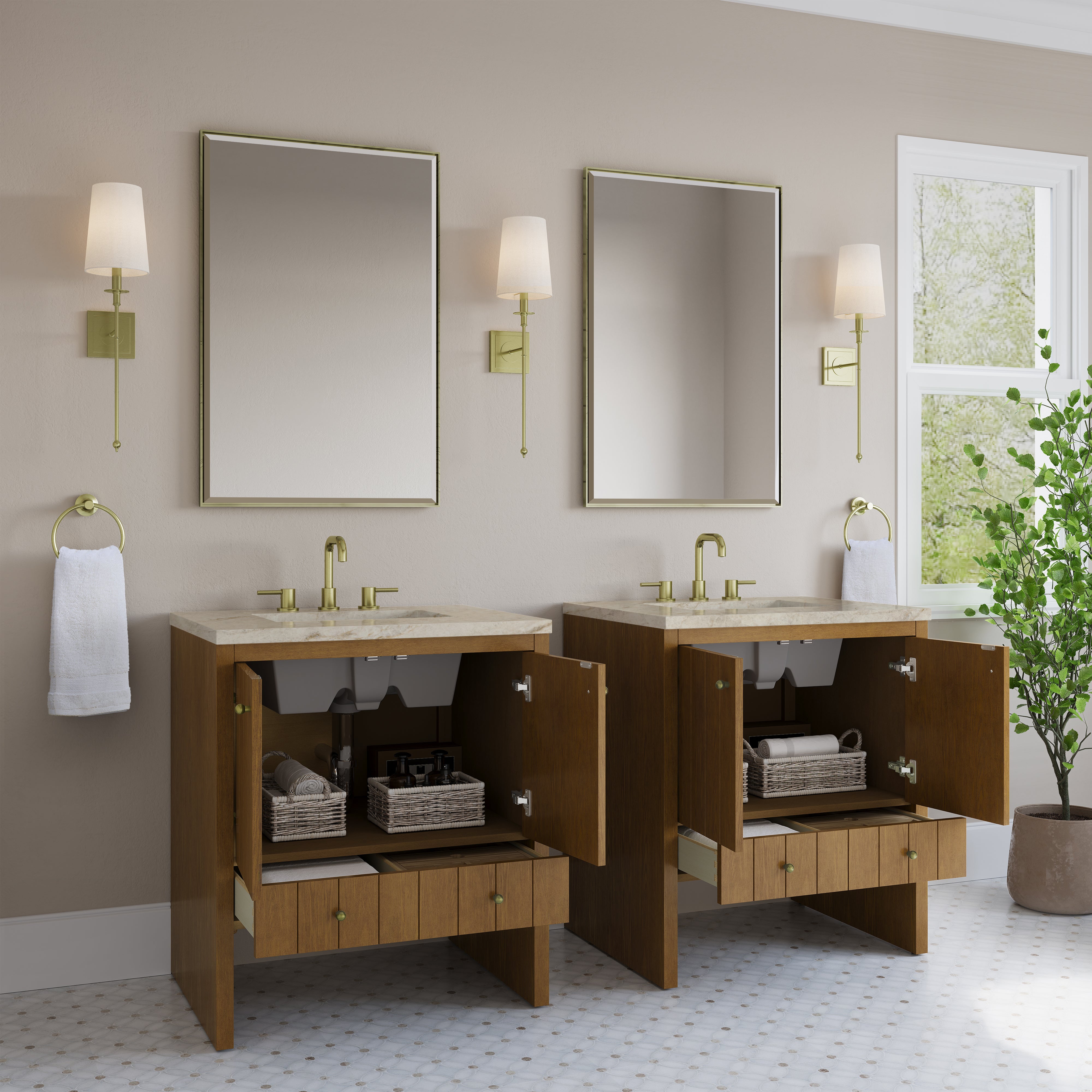 James Martin Hudson 30" Single Vanity in Honey Oak with 3cm Countertop