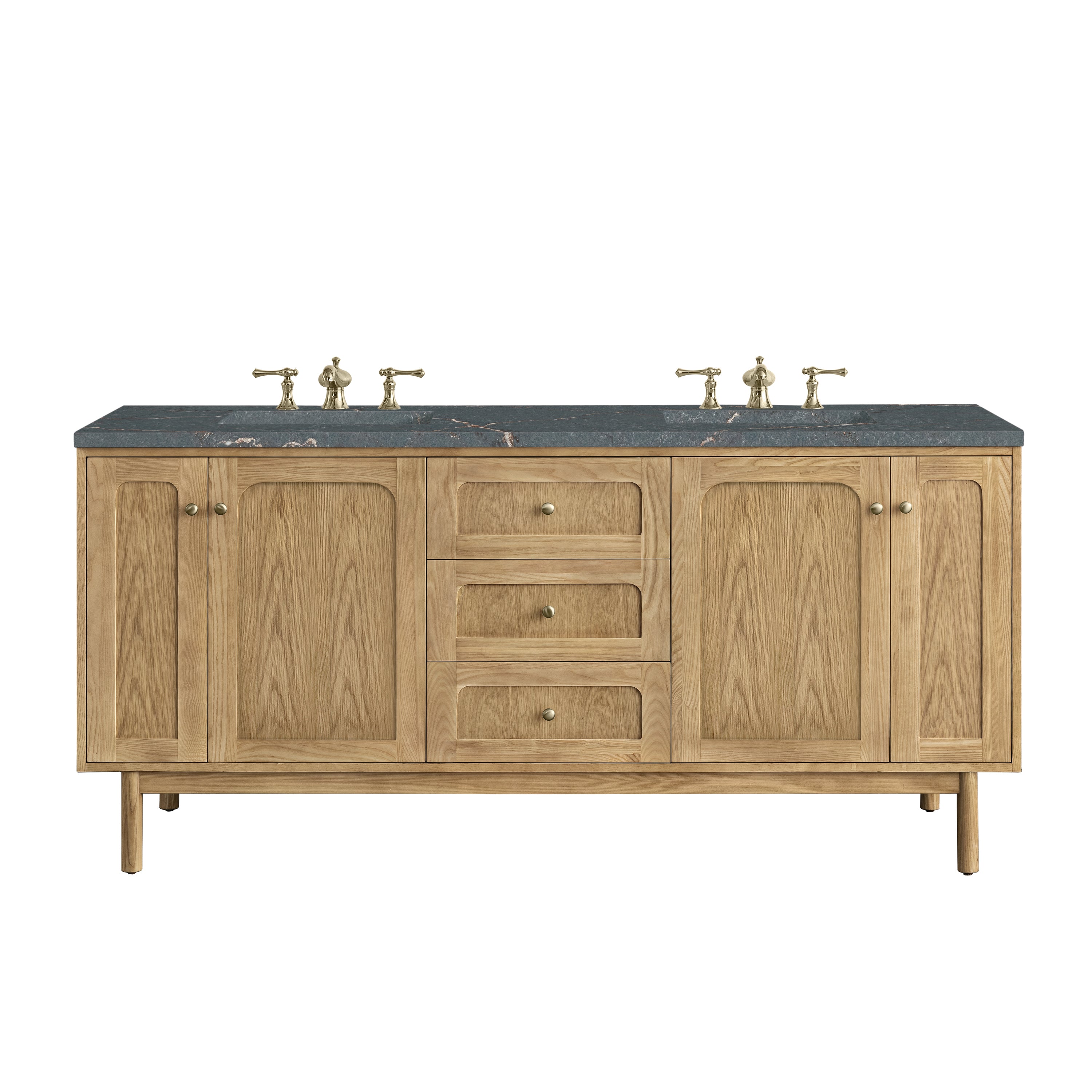 James Martin Laurent 72" Double Vanity in Light Natural Oak with 3cm Countertop and FreePower Wireless Charger