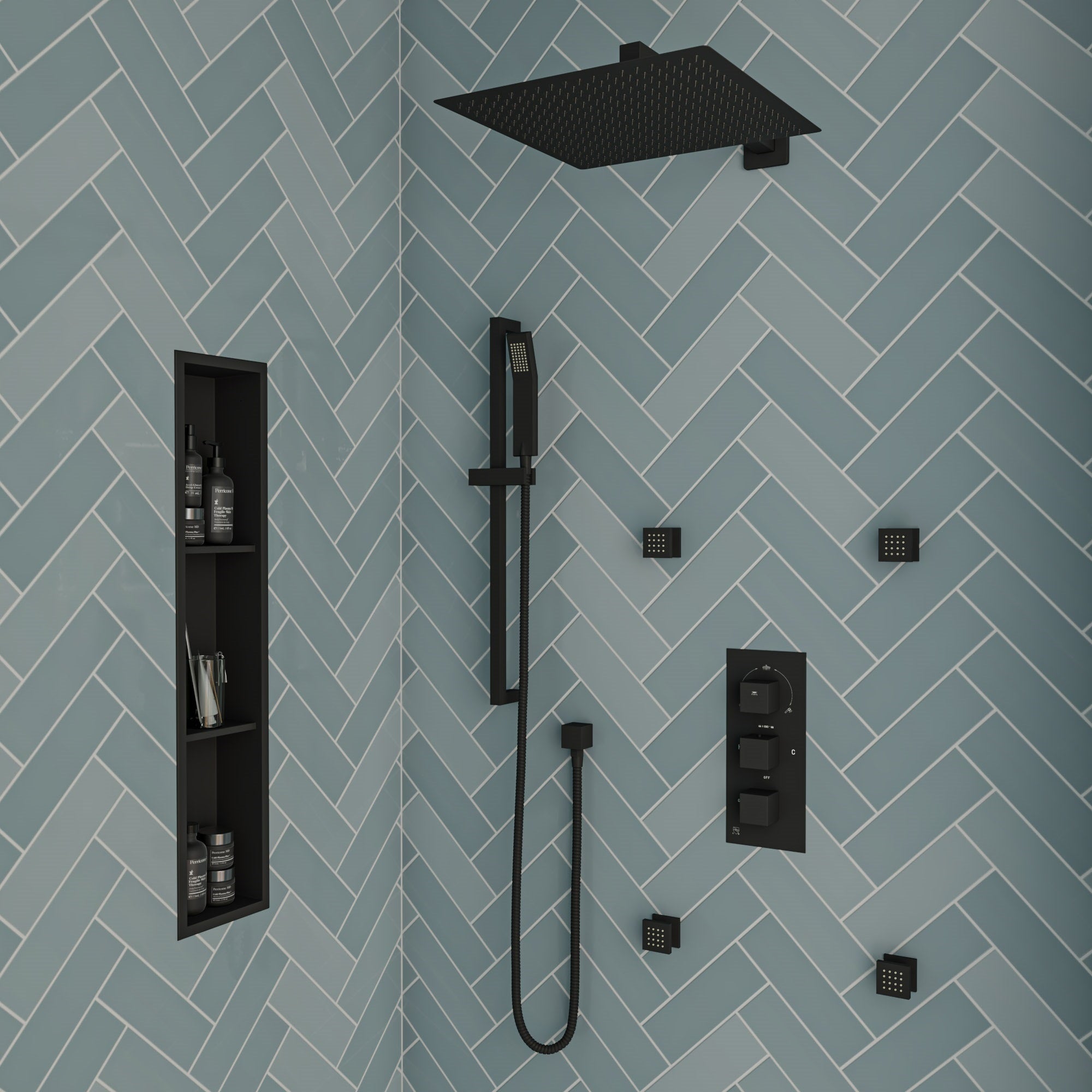 ALFI brand AB3820 2" Square Adjustable Shower Body Spray