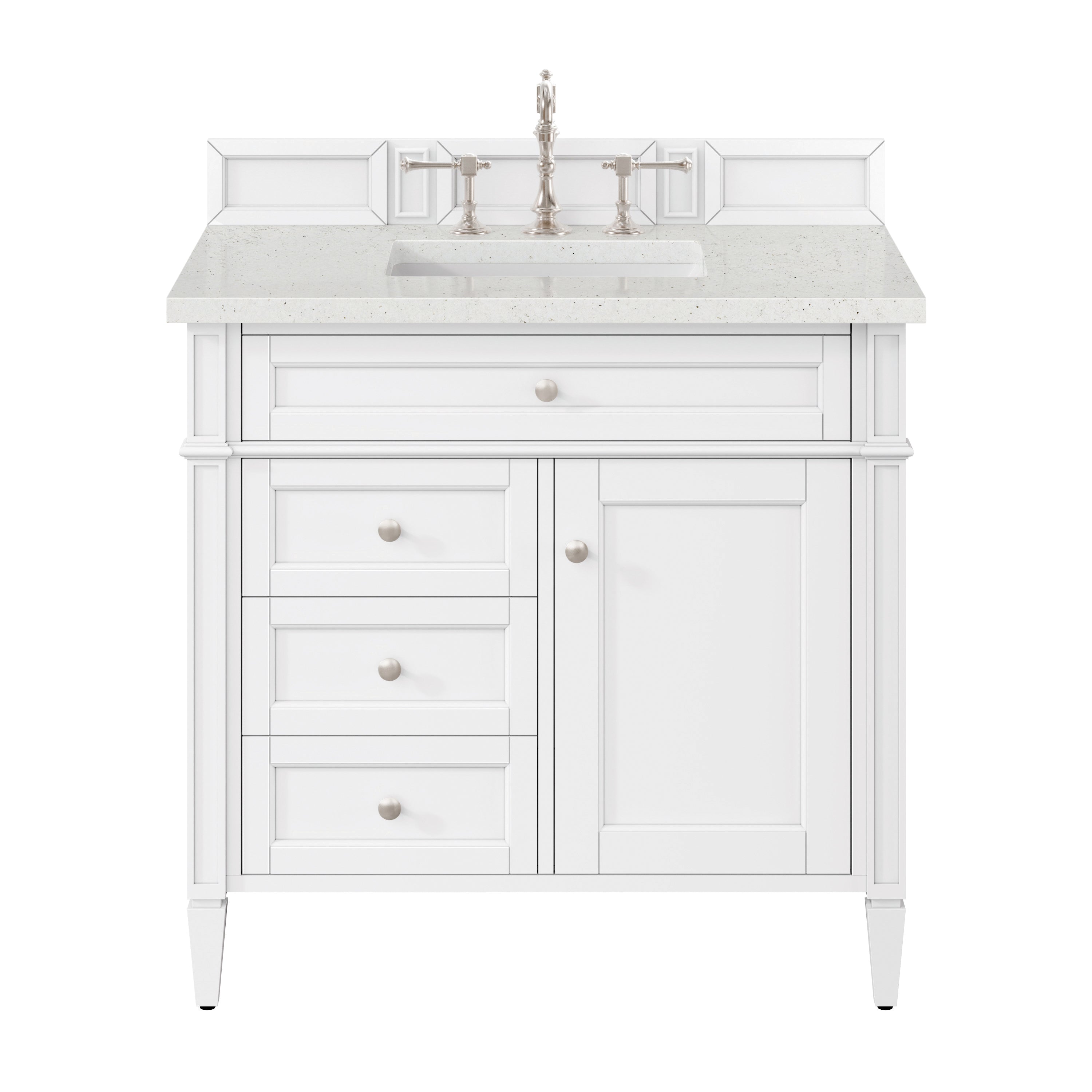James Martin Brittany 36" Single Vanity in Bright White with 3cm Countertop