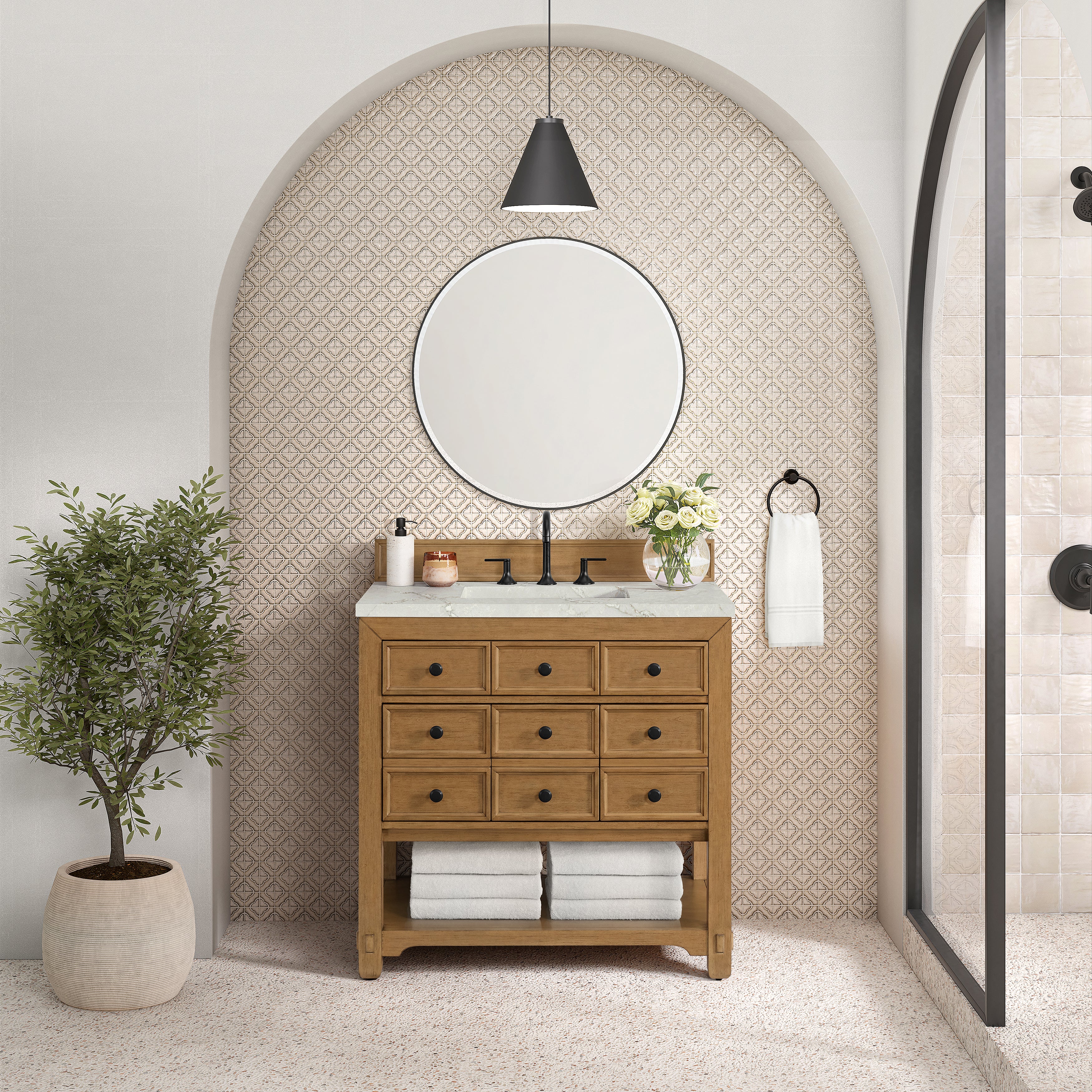 James Martin Malibu 36" Single Vanity in Amber Birch with 3cm Countertop