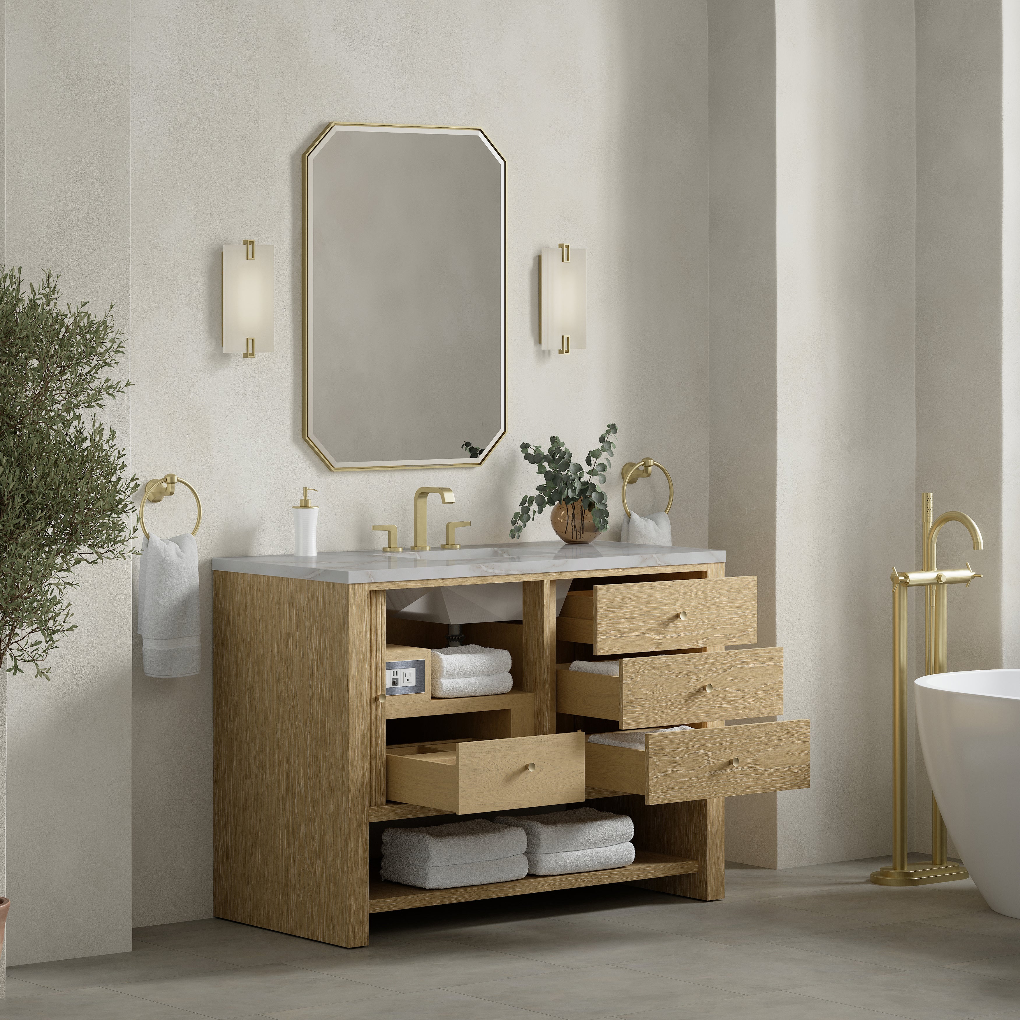 James Martin Marigot 48" Single Vanity in Sunwashed Oak with 3cm Countertop