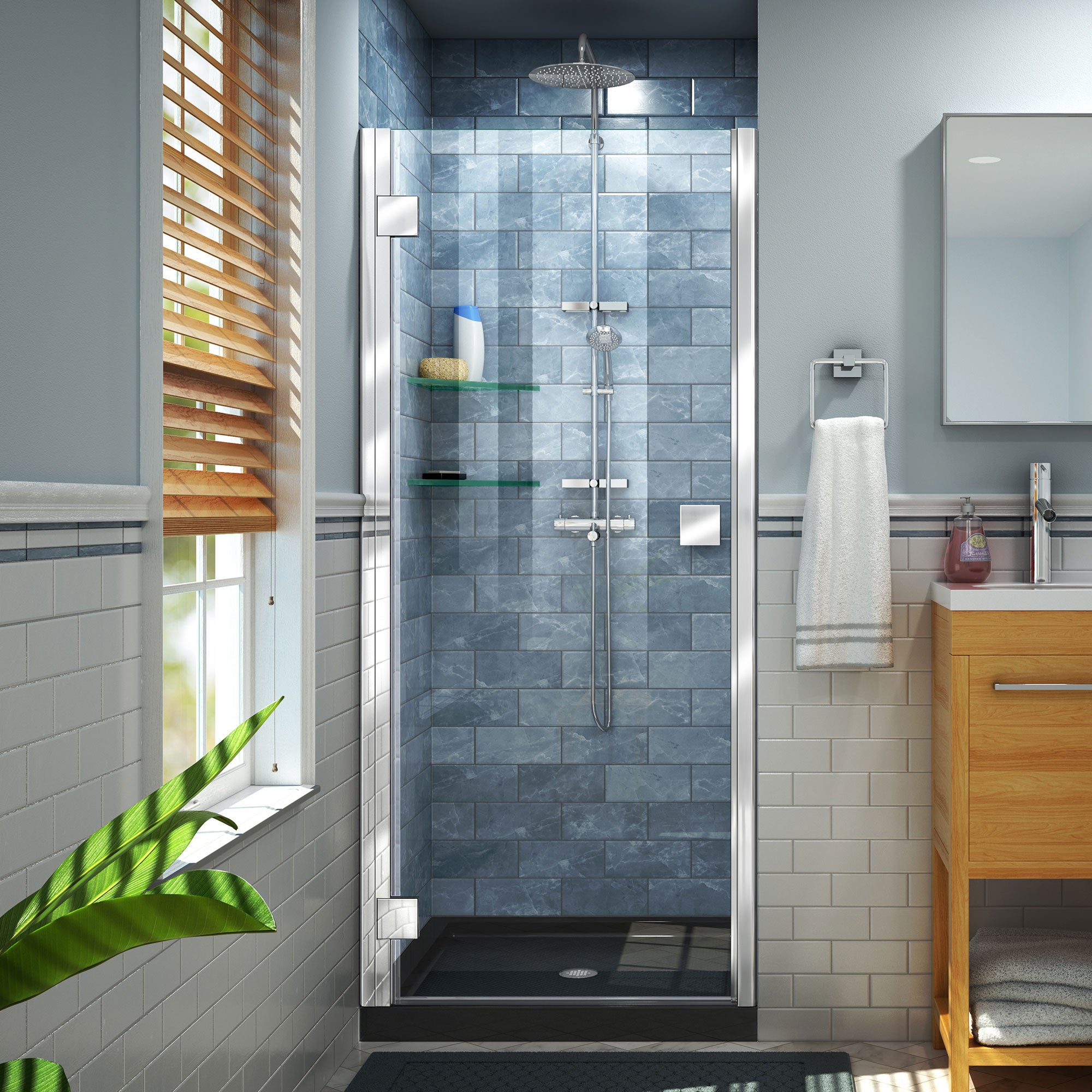 DreamLine Lumen 36" D x 36" W Shower Door and Base
