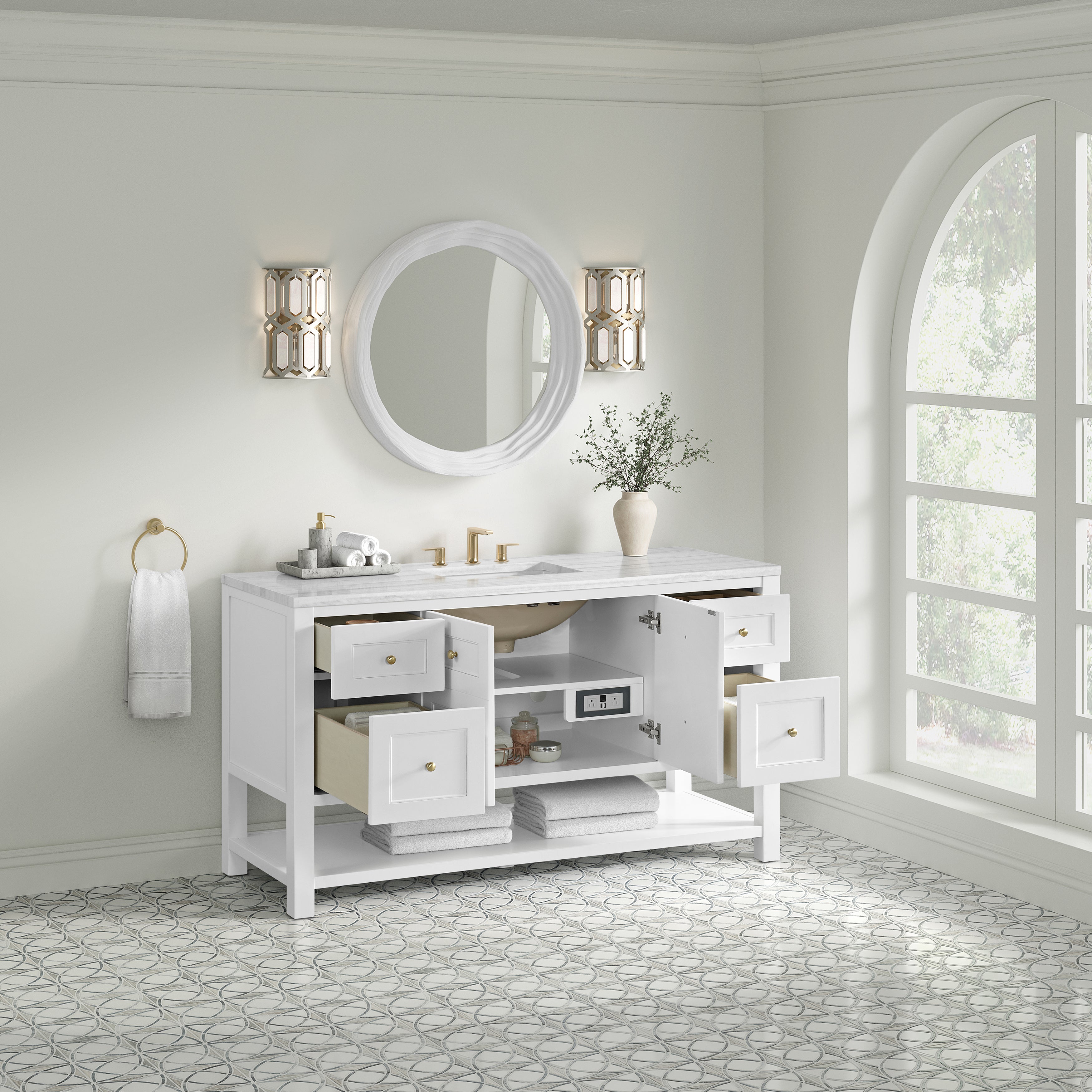 James Martin Breckenridge 60" Single Vanity in Bright White with 3cm Countertop