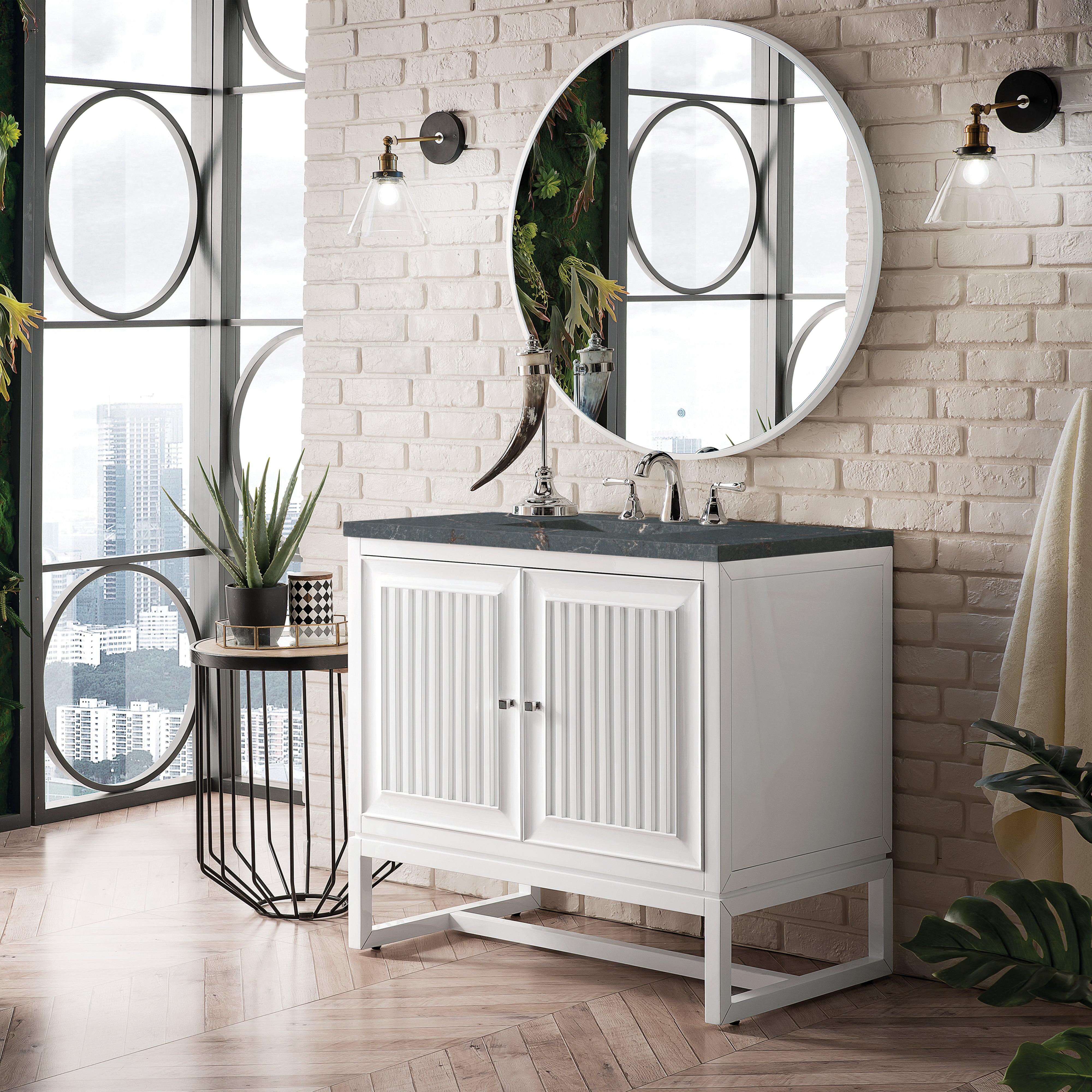James Martin Athens 36" Single Vanity in Glossy White with 3cm Countertop