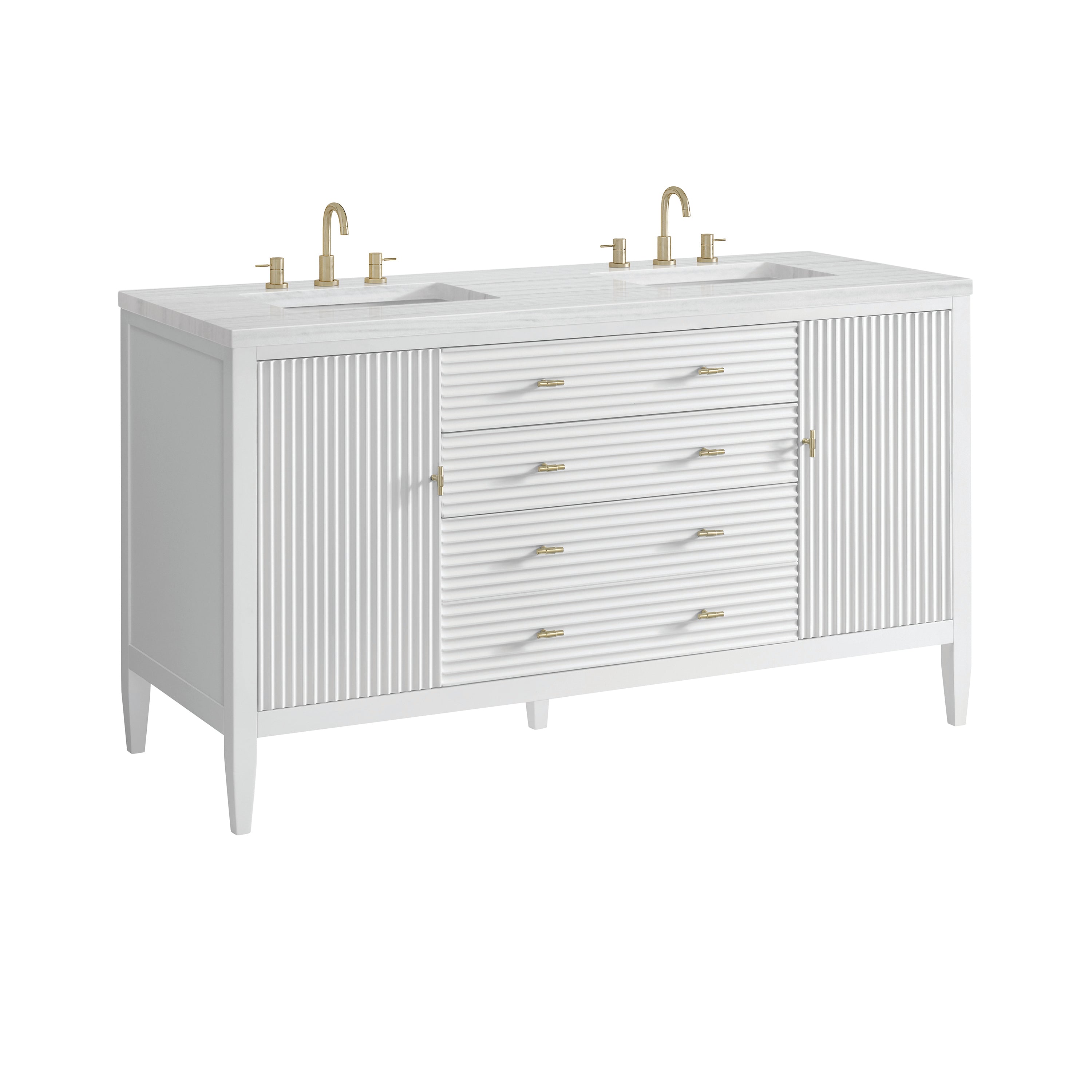 James Martin Myrrin 60" Double Vanity in Bright White with 3cm Countertop