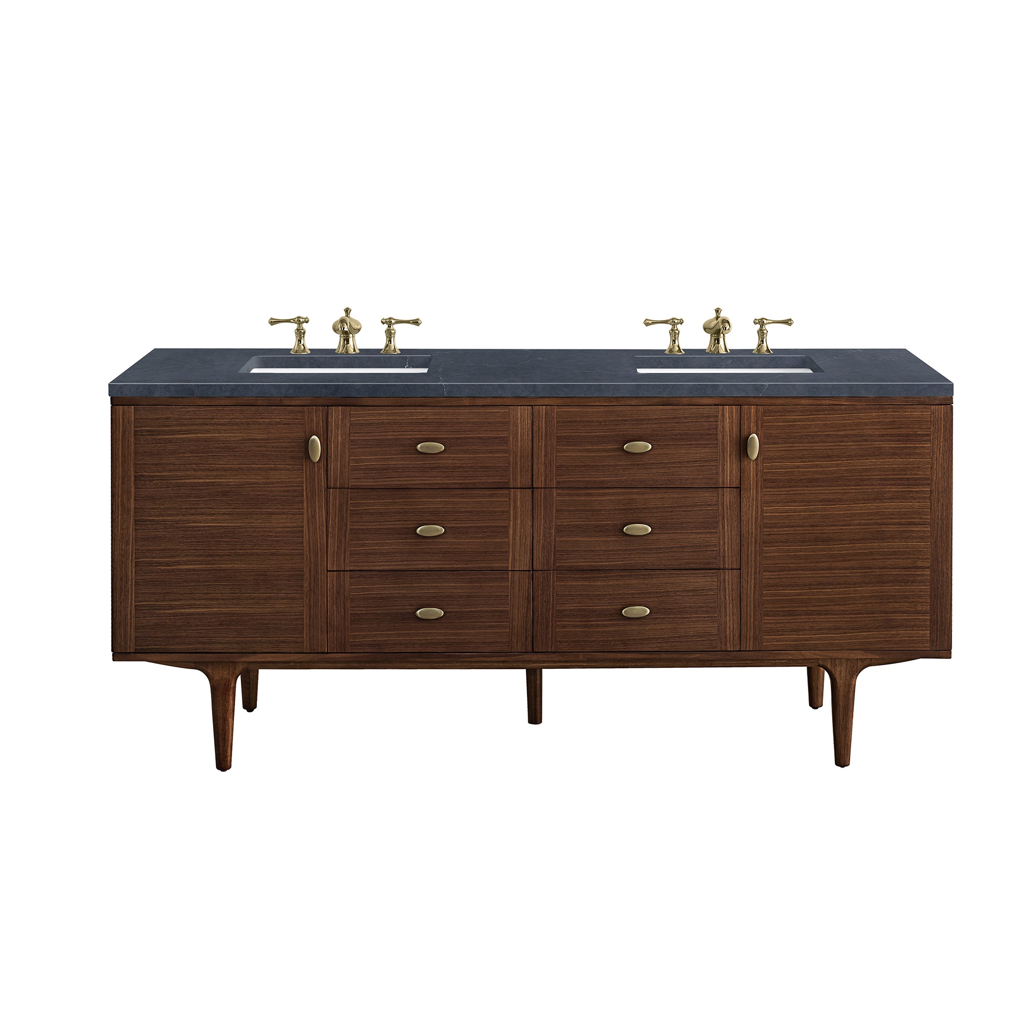 James Martin Amberly 72" Double Vanity in Mid-Century Walnut with 3cm Countertop