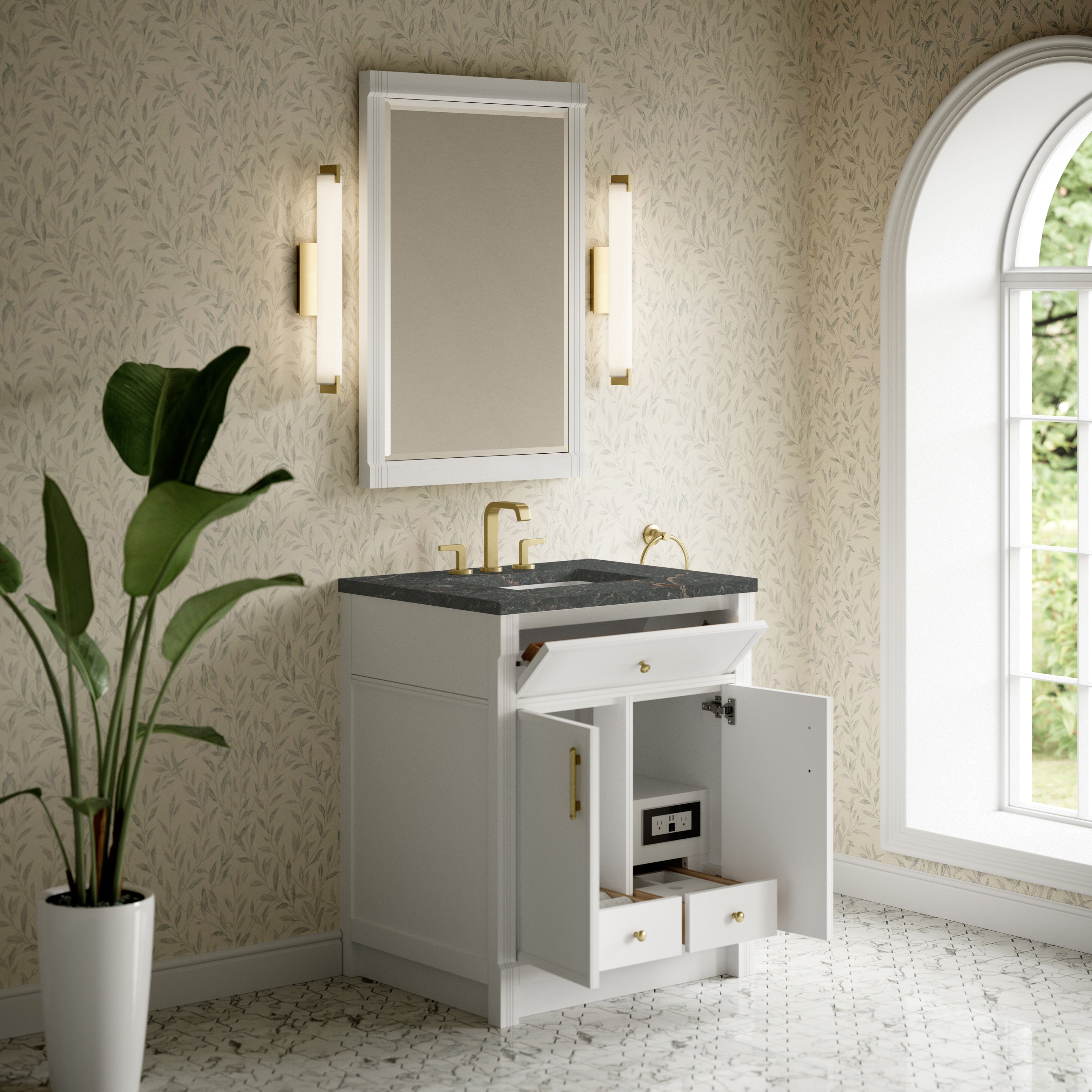 James Martin Bellshire 30" Single Vanity in Bright White with 3cm Countertop