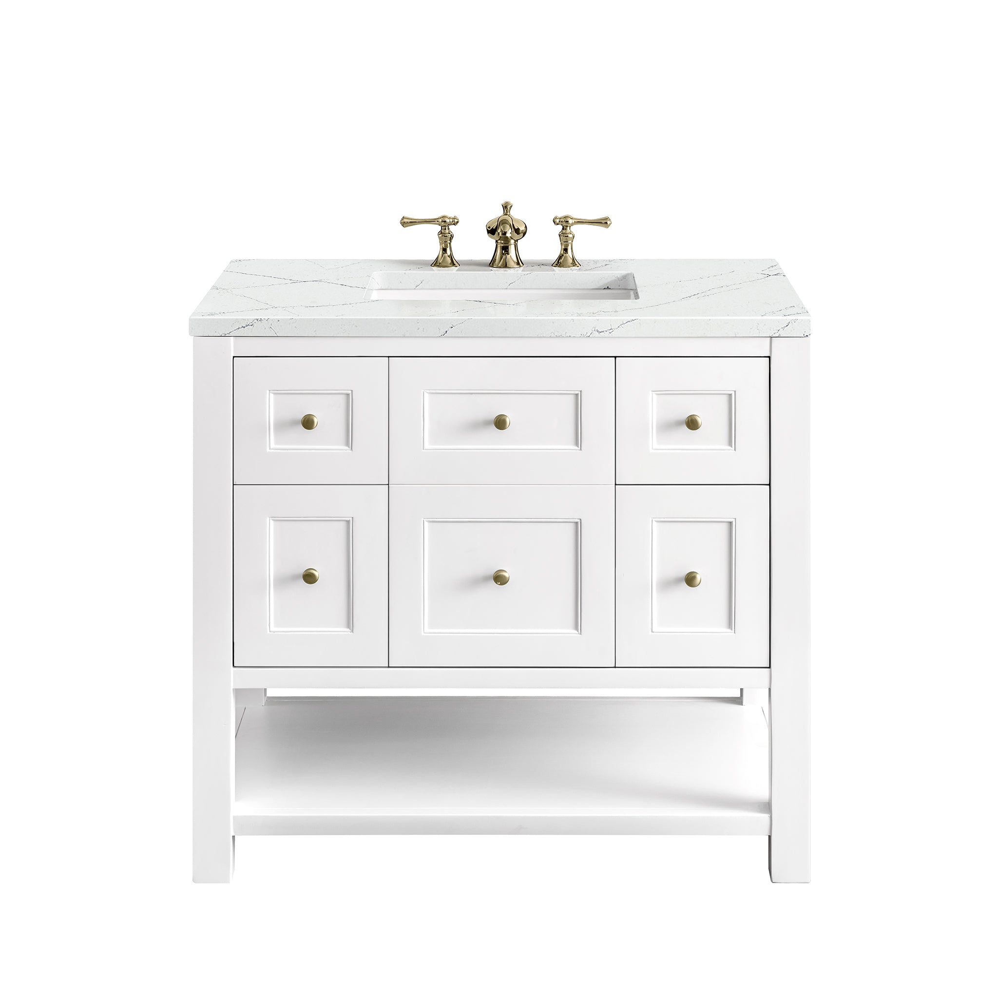 James Martin Breckenridge 36" Single Vanity in Bright White with 3cm Countertop
