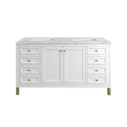 James Martin Chicago 60" Double Vanity in Glossy White with 3cm Countertop and FreePower Wireless Charger