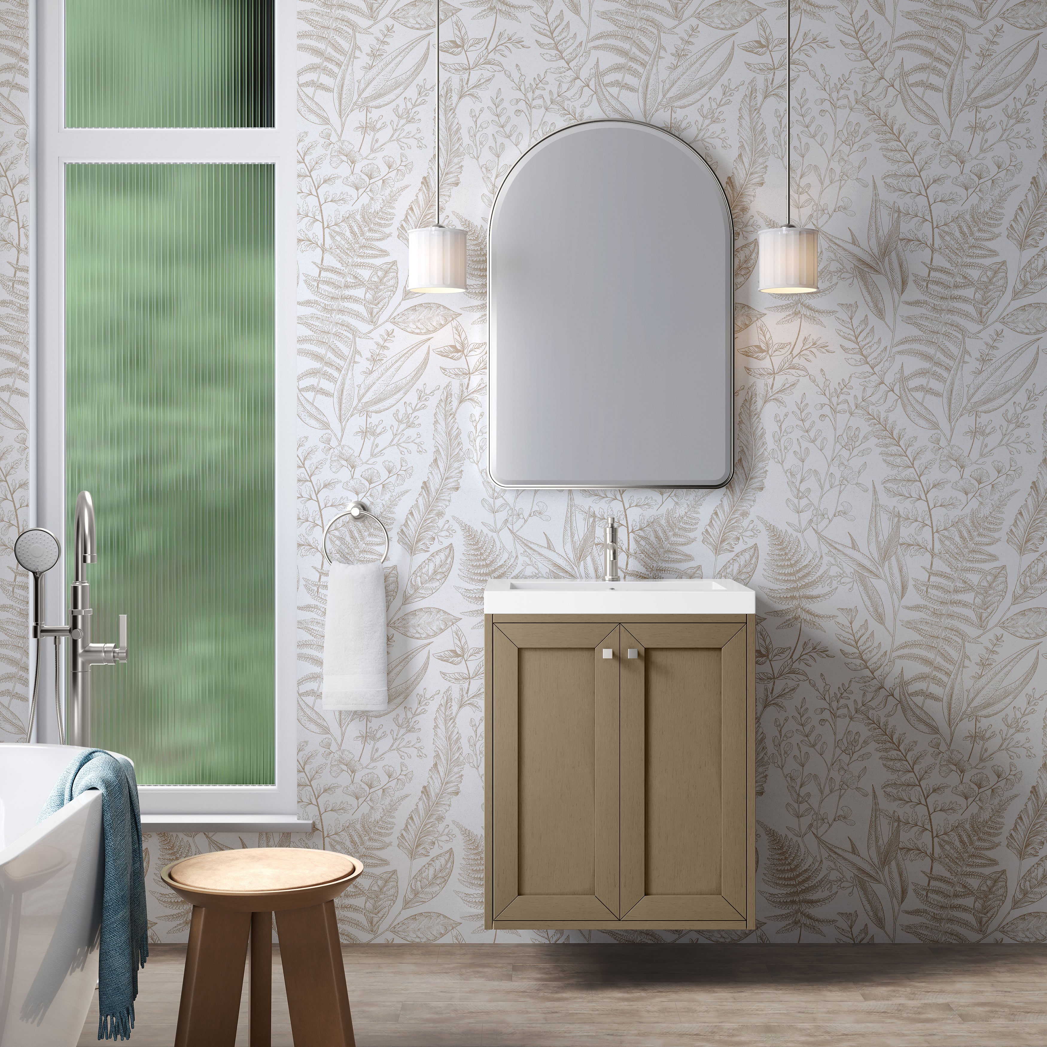 James Martin Chianti 24" Single Vanity in Glossy White with White Glossy Composite Stone Top