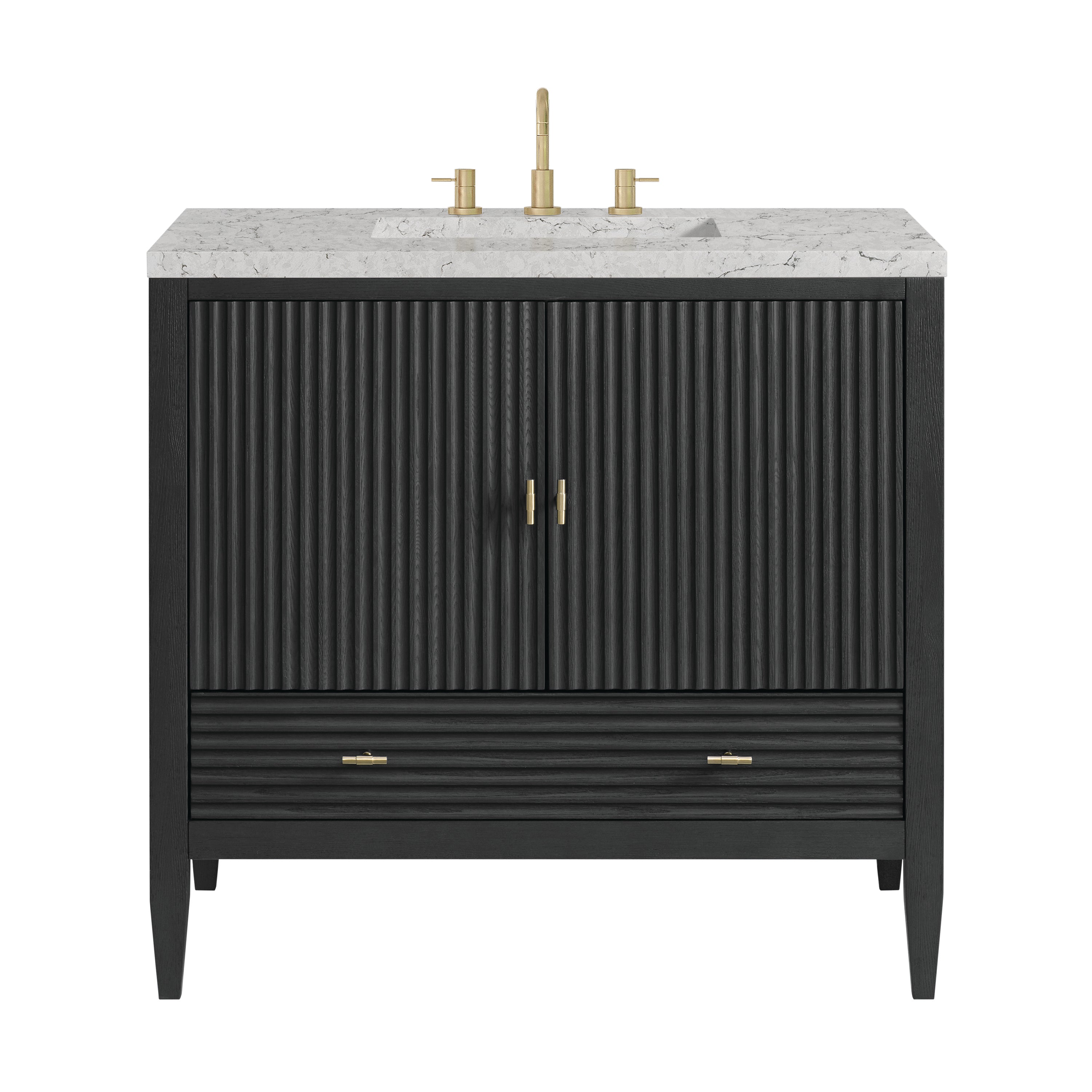 James Martin Myrrin 36" Vanity in Carbon Oak with 3cm Countertop