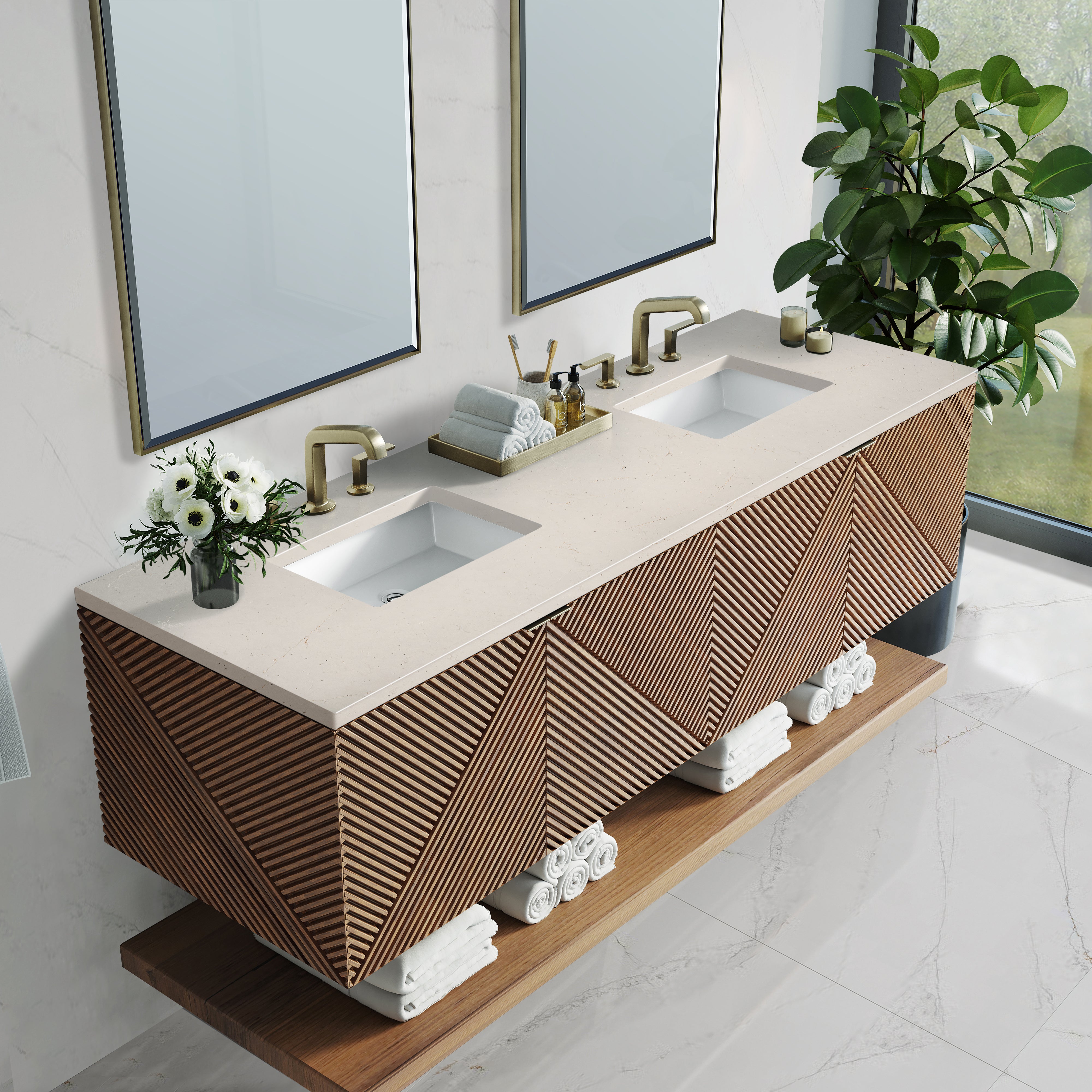 James Martin Marcello 72" Double Vanity in Chestnut with 3cm Countertop
