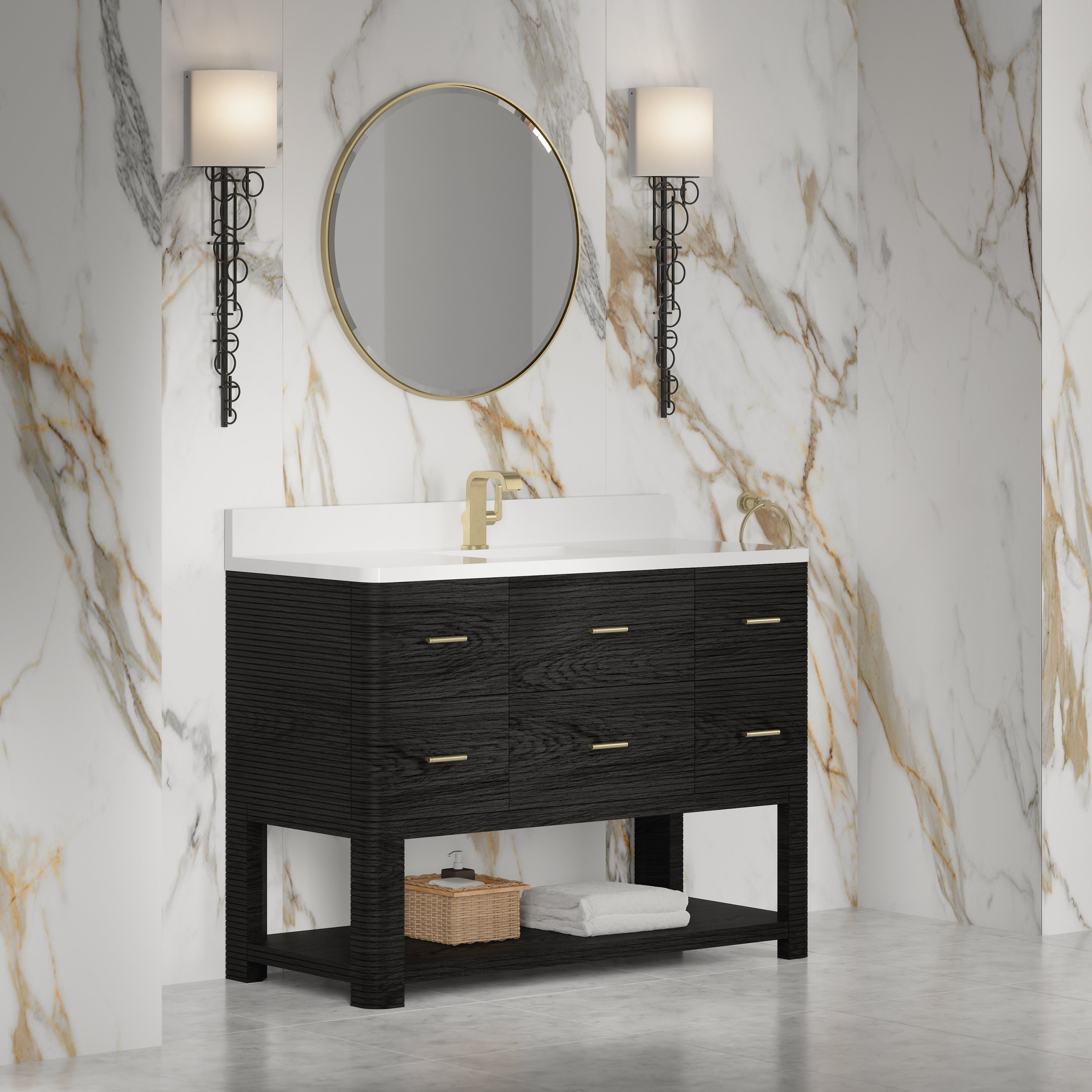 James Martin Lucian 48" Single Vanity in Carbon Oak with 3cm Countertop