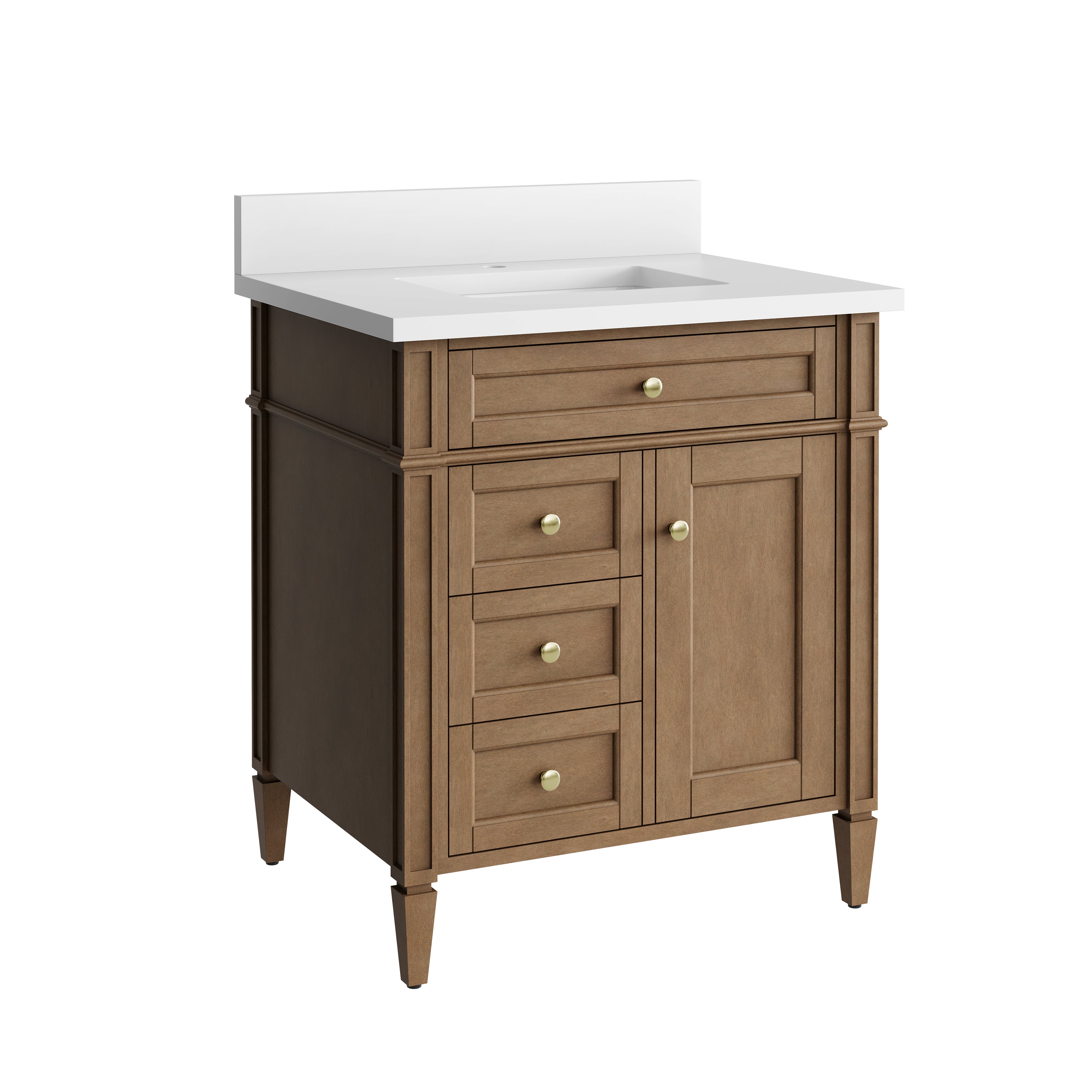 James Martin Brittany 30" Single Vanity in Pecan with 3cm Countertop