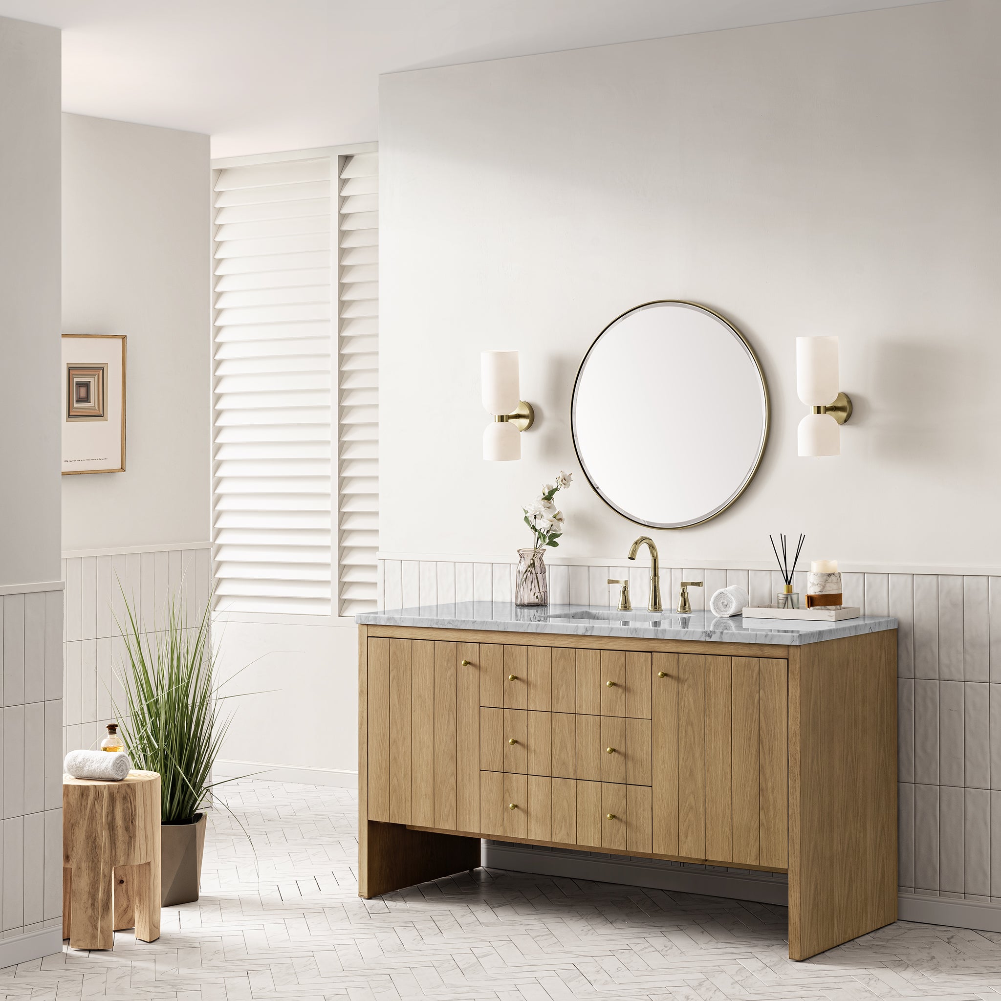 James Martin Hudson 60" Single Vanity in Light Natural Oak with 3cm Countertop