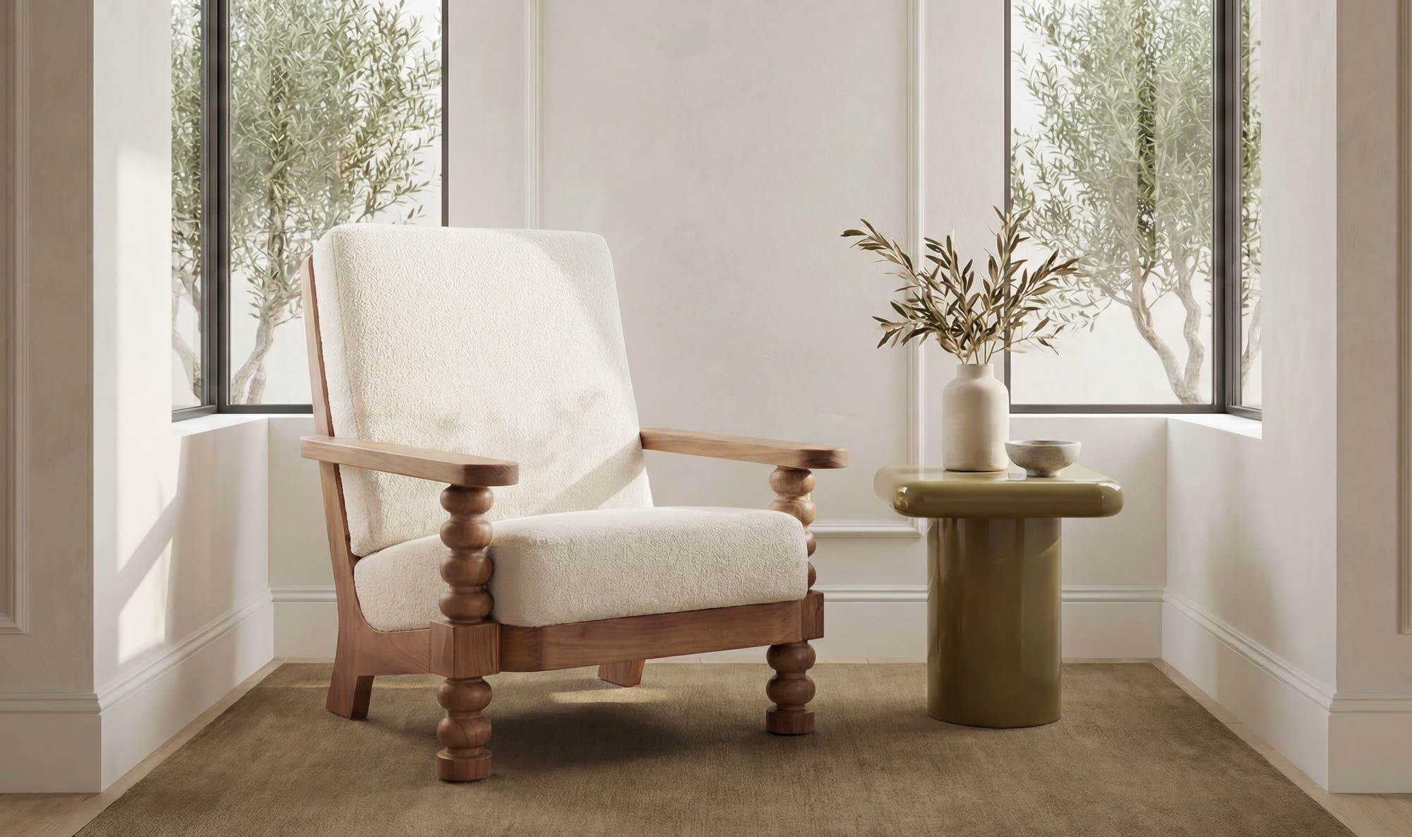 Moes Ingrid Accent Chair Off White LX-1094