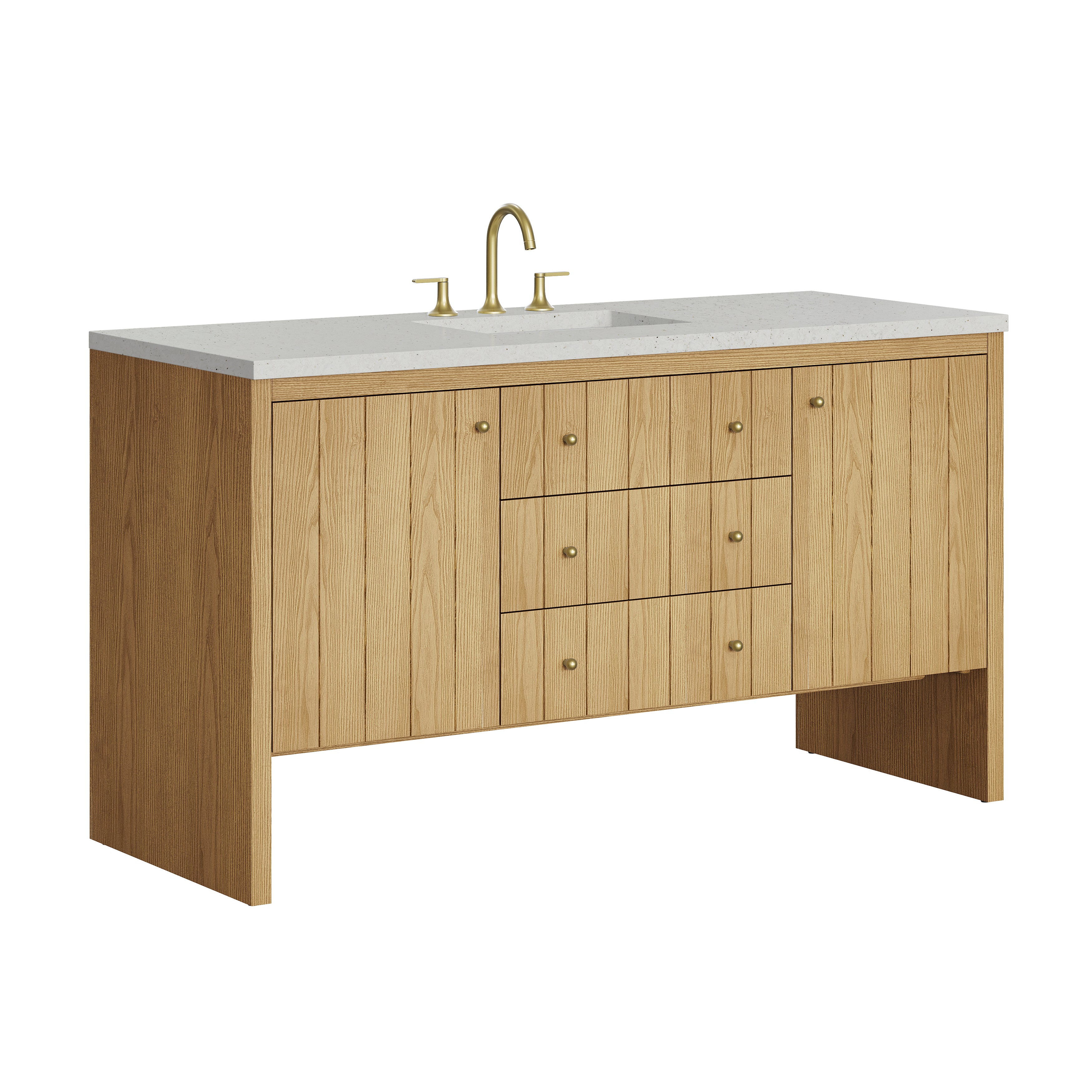 James Martin Hudson 60" Single Vanity in Light Natural Oak with 3cm Countertop