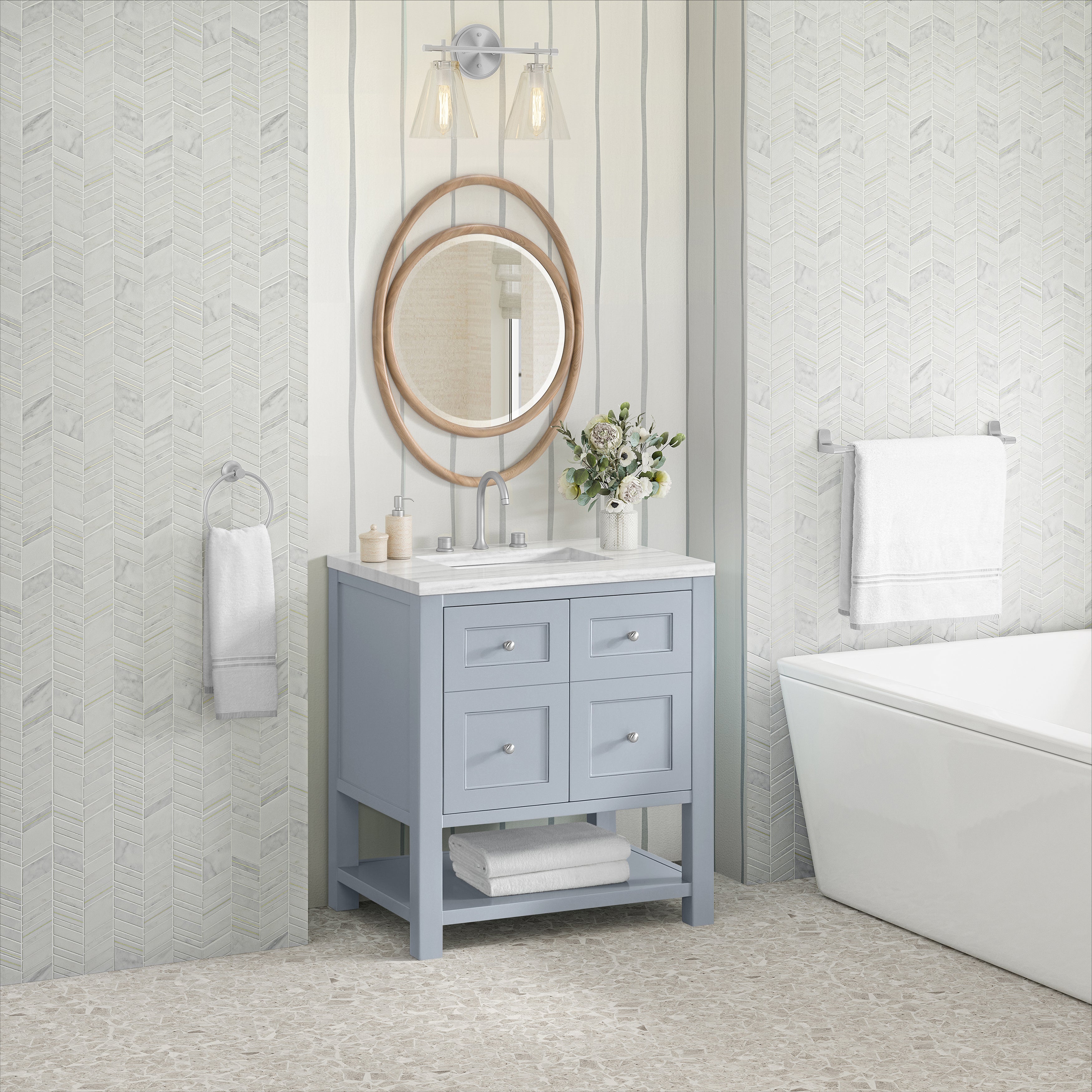James Martin Breckenridge 30" Single in Serenity Blue with 3cm Countertop