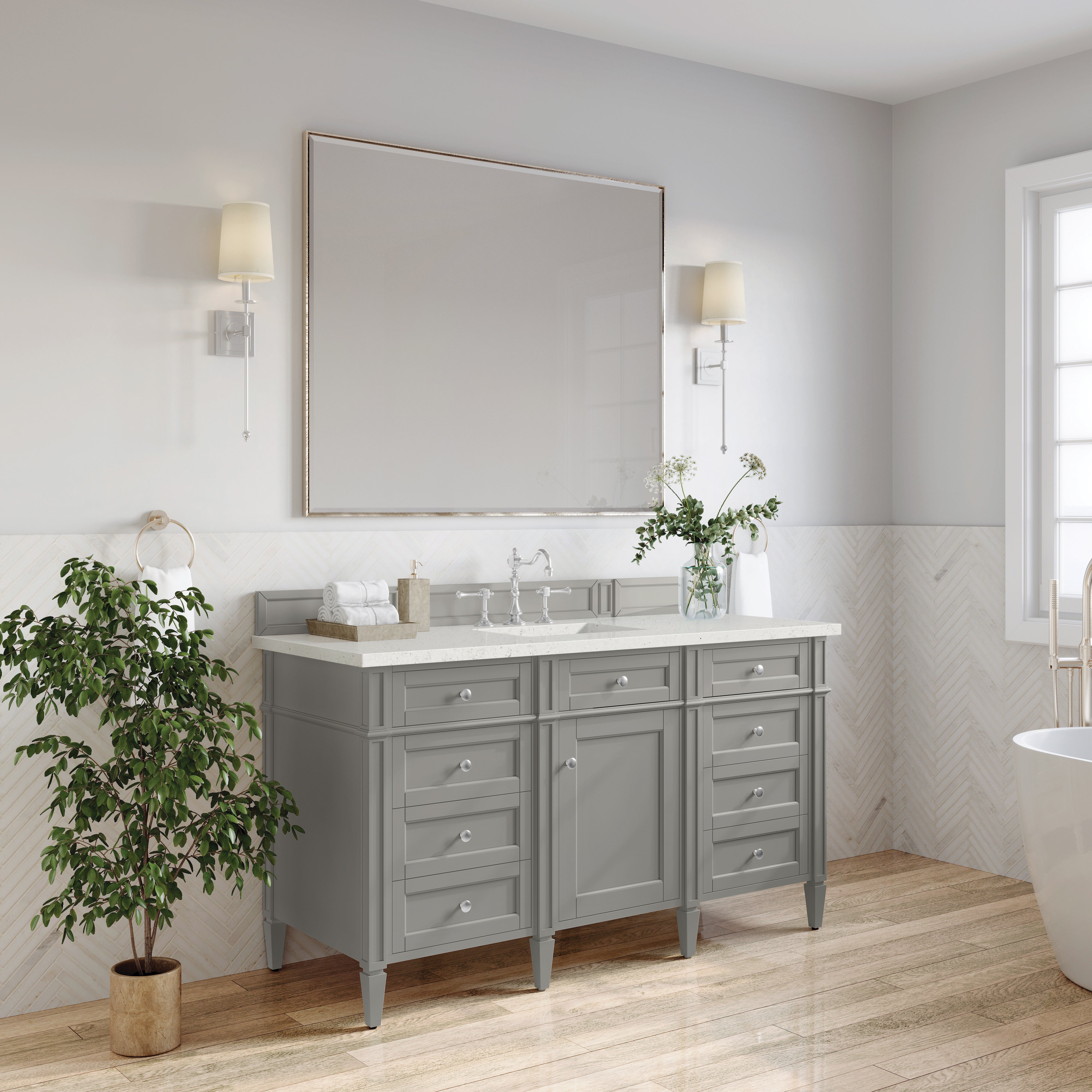 James Martin Brittany 60" Single Vanity in Urban Gray with 3cm Countertop