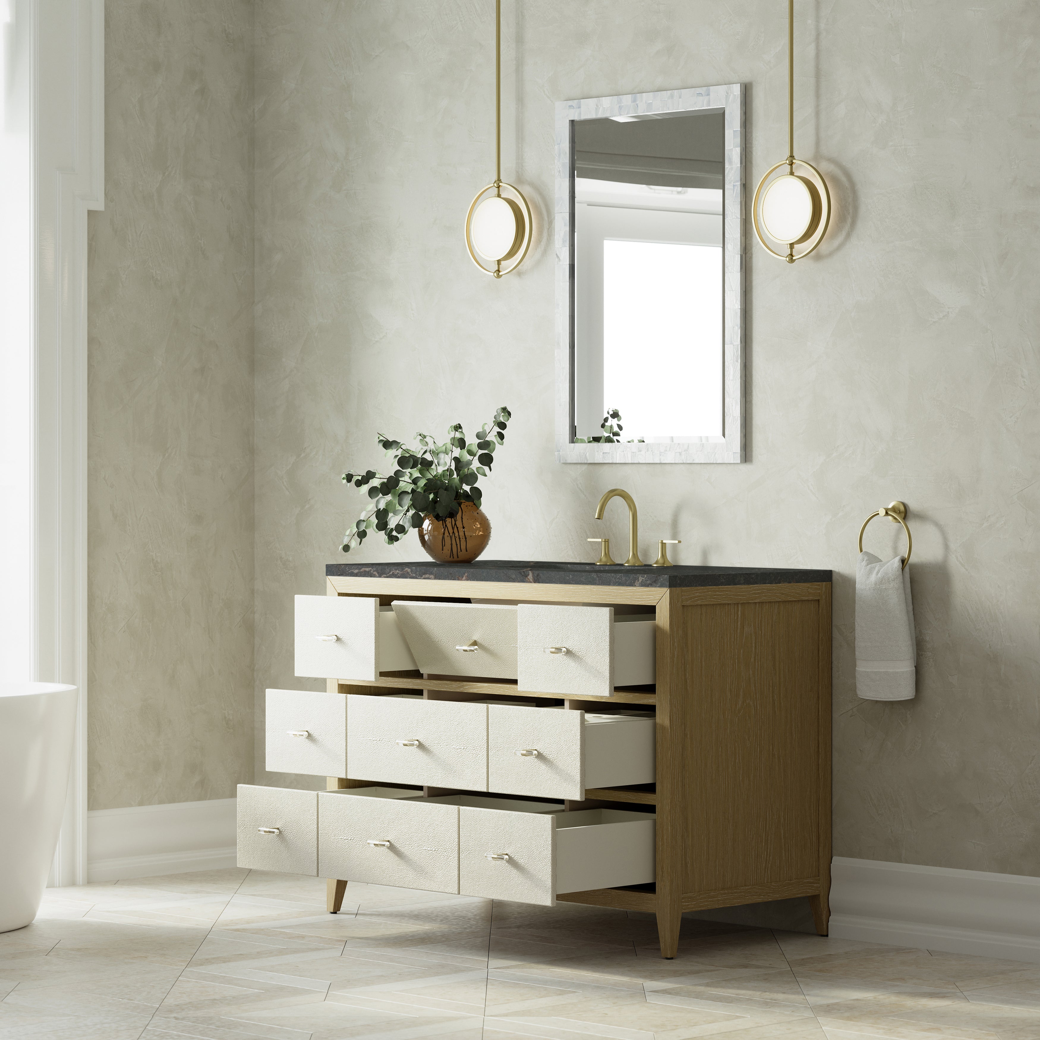 James Martin Celeste 48" Single Vanity in Sunwashed Oak with 3cm Countertop