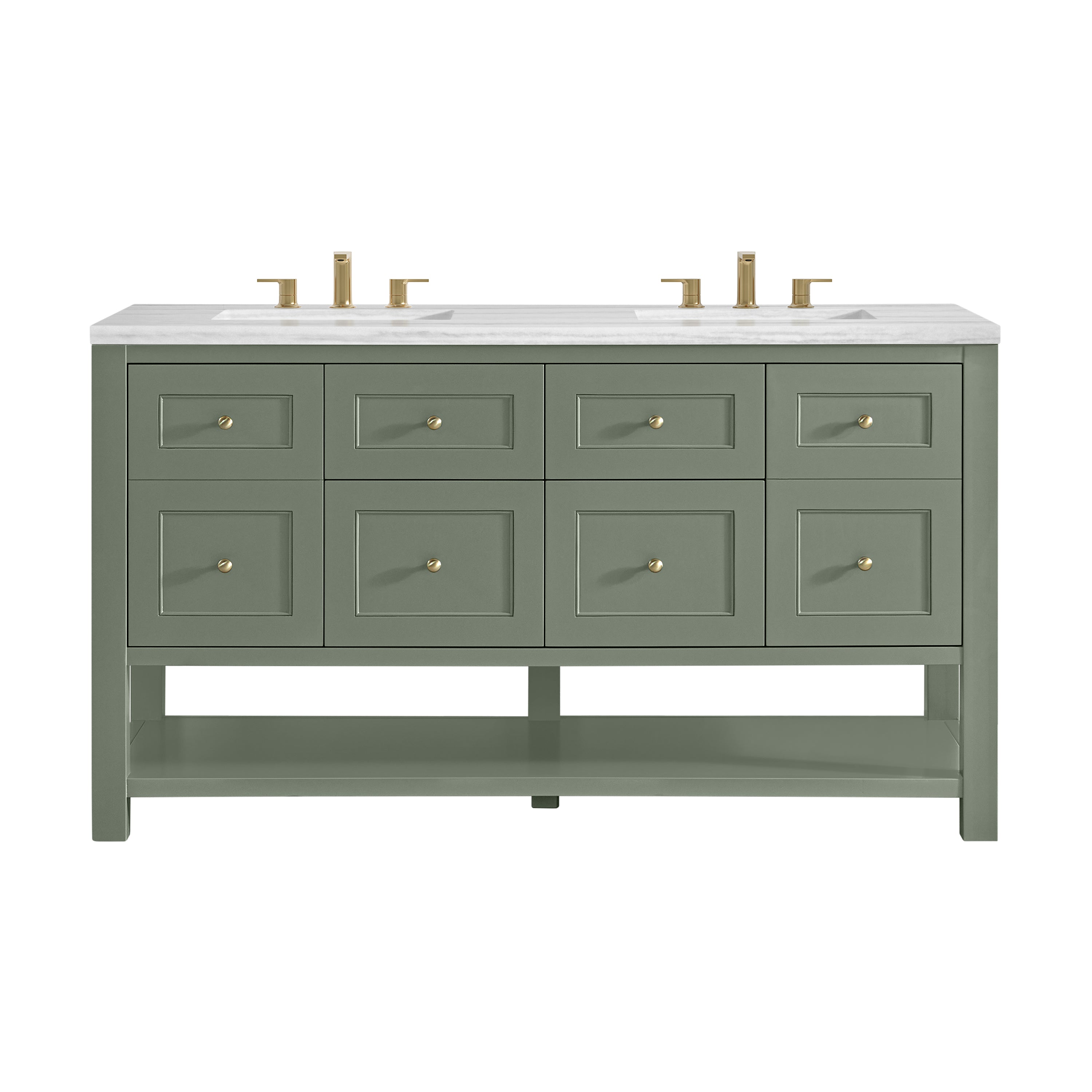 James Martin Breckenridge 60" Double Vanity in Smokey Celadon with 3cm Countertop