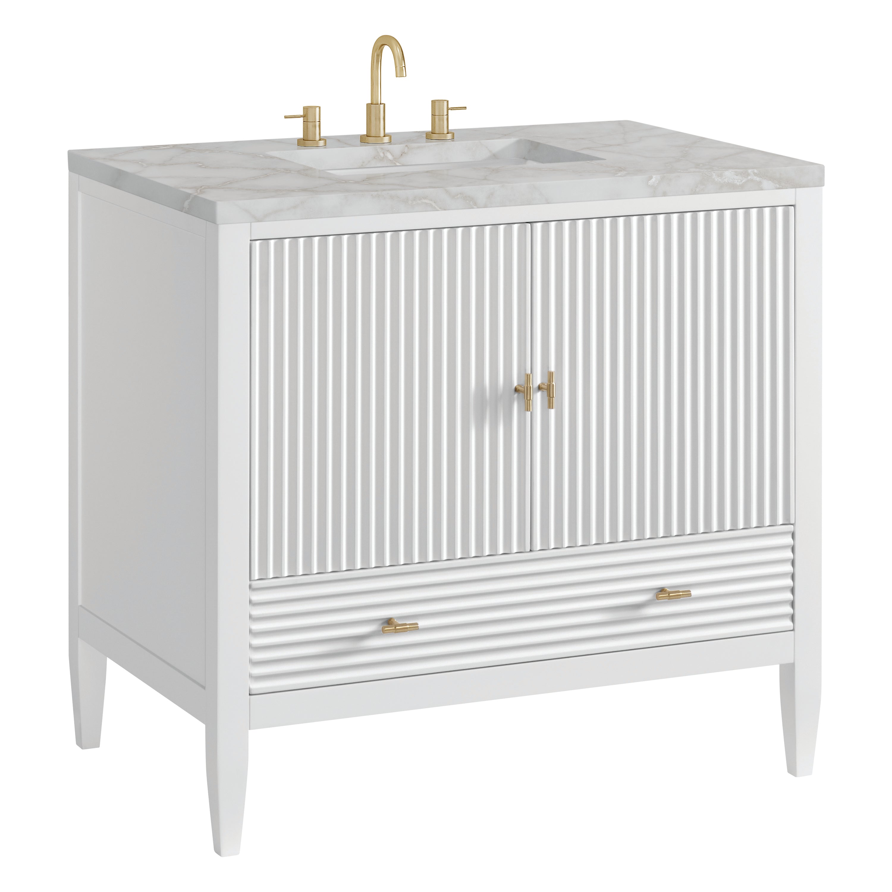 James Martin Myrrin 36" Vanity in Bright White with 3cm Countertop