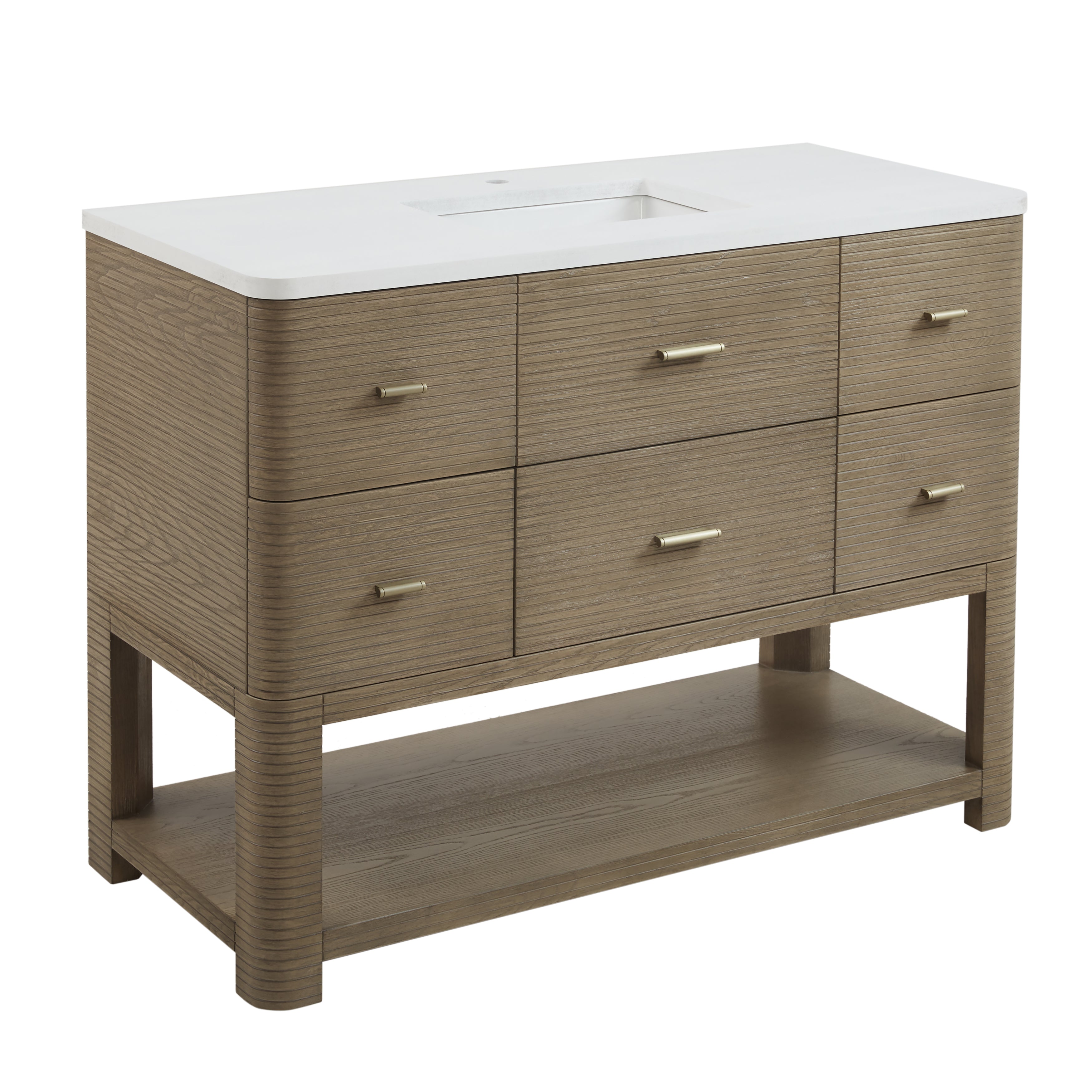 James Martin Lucian 48" Single Vanity in Pebble Oak with 3cm Countertop