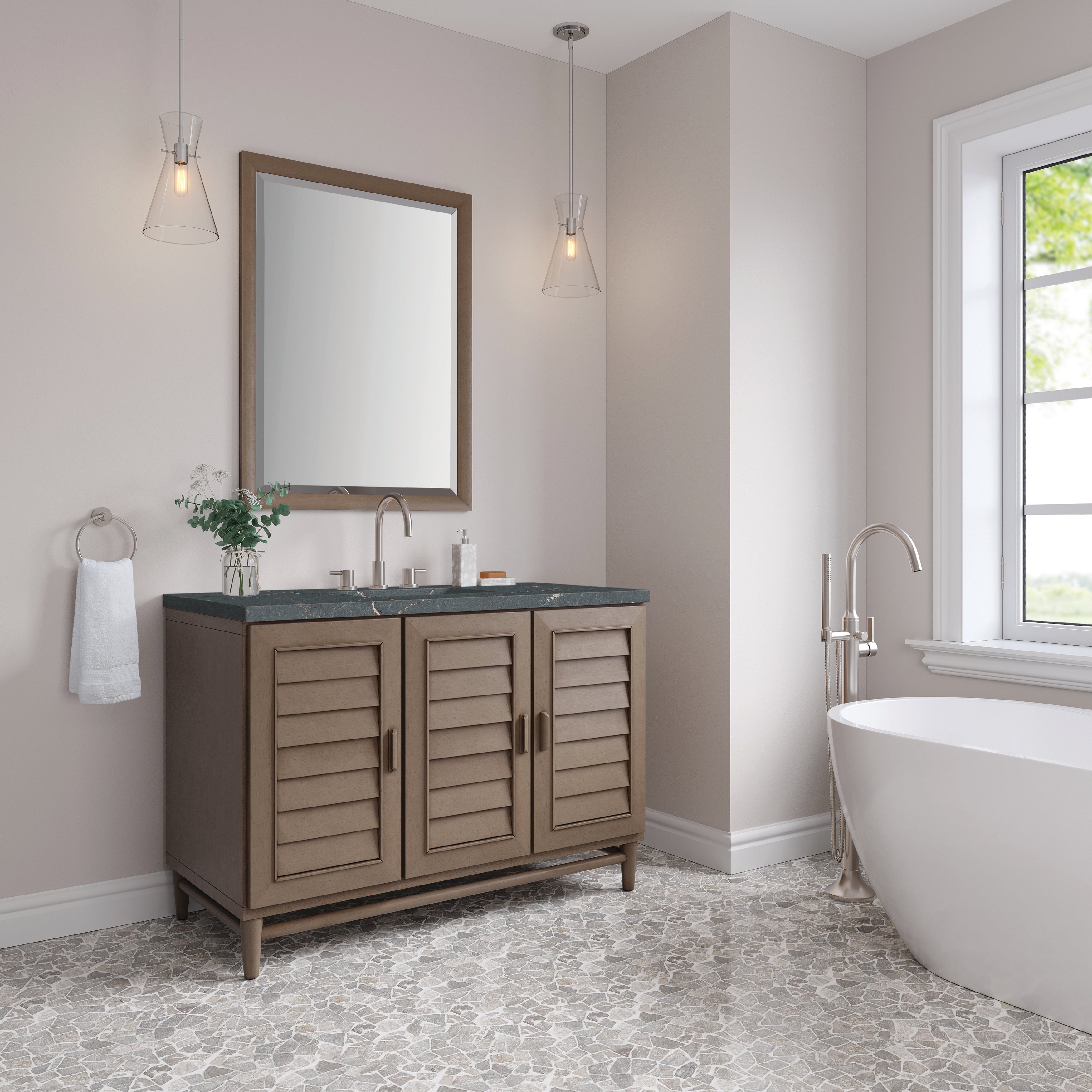 James Martin Portland 48" Single Vanity in Whitewashed Walnut with 3cm Countertop