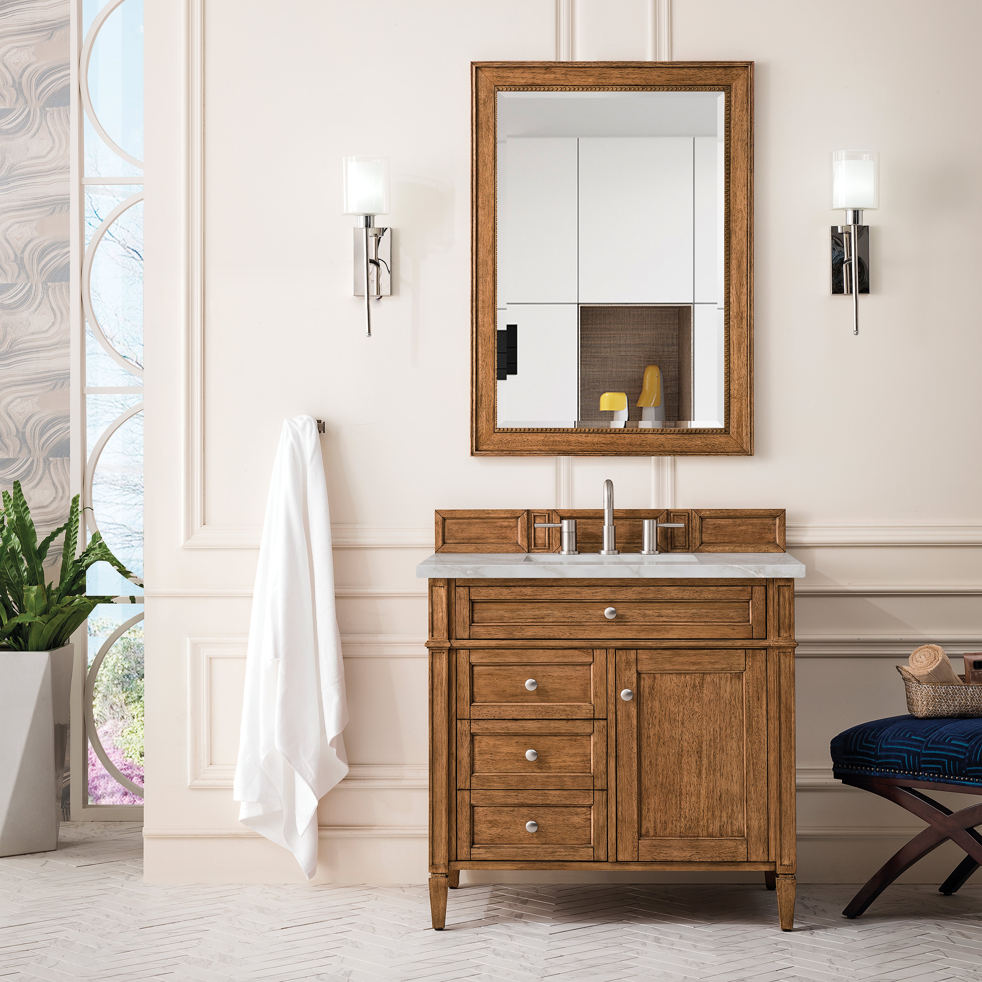 James Martin Brittany 36" Single Vanity in Saddle Brown with 3cm Countertop