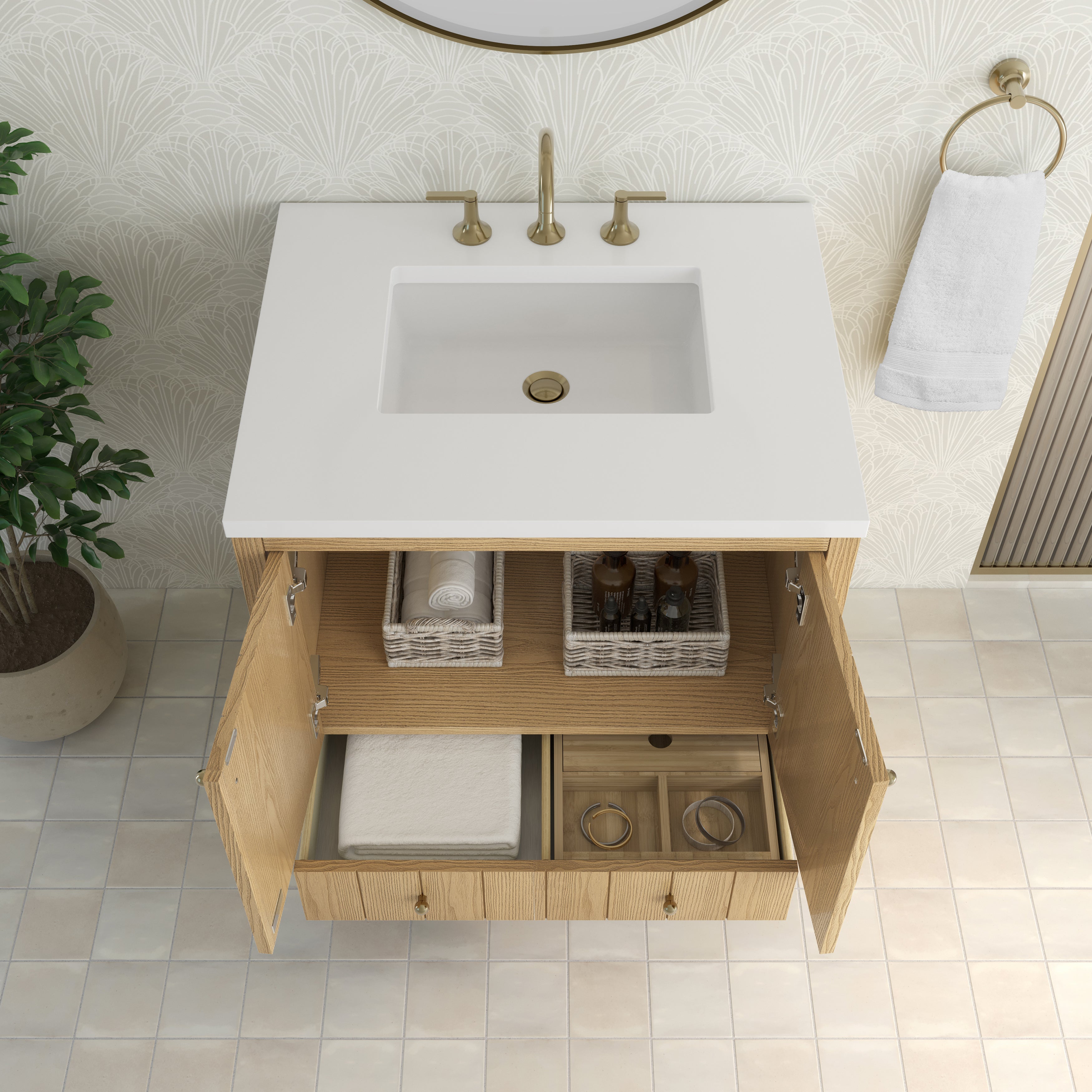 James Martin Hudson 30" Single Vanity in Light Natural Oak with 3cm Countertop