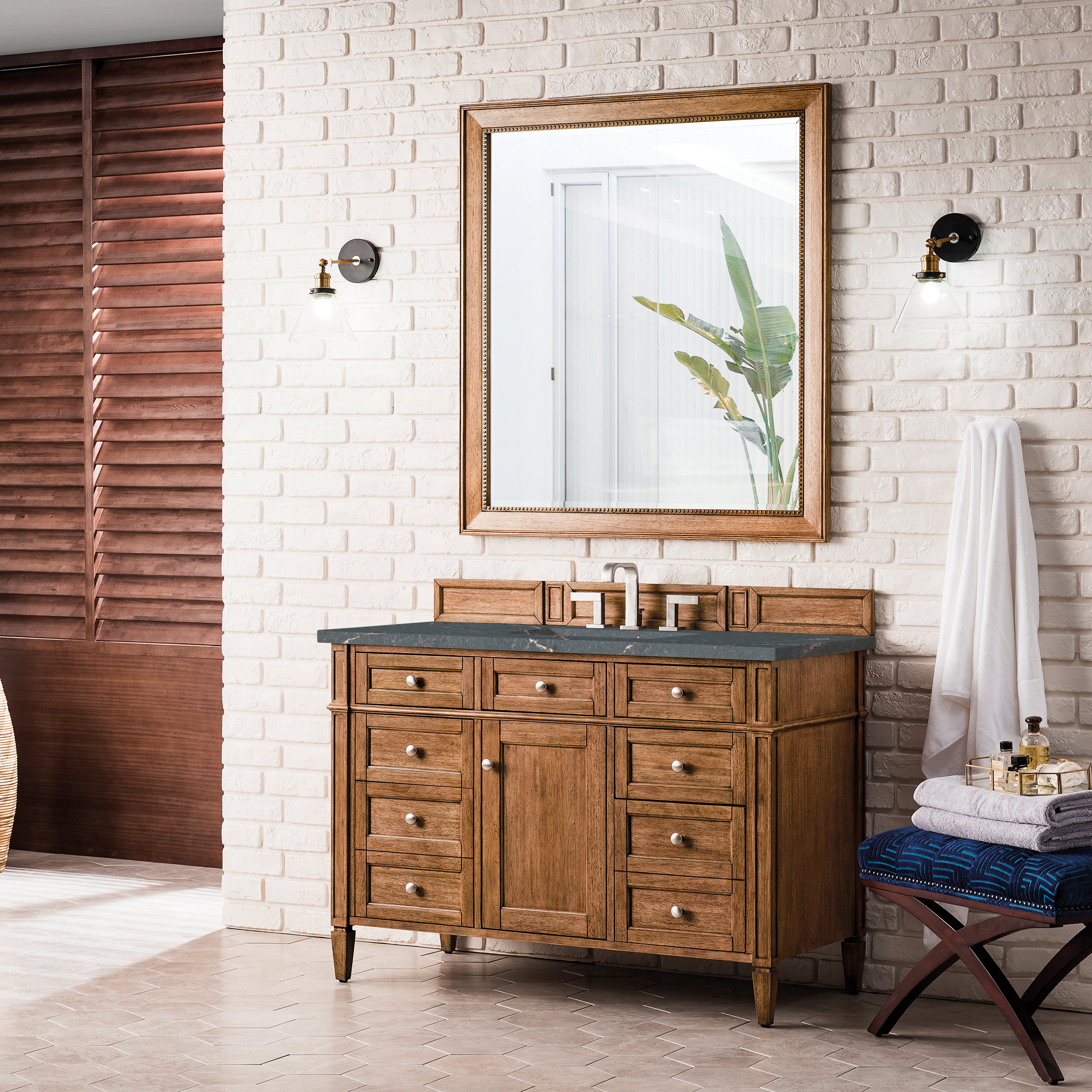 James Martin Brittany 48" Single Vanity in Saddle Brown with with 3cm Countertop