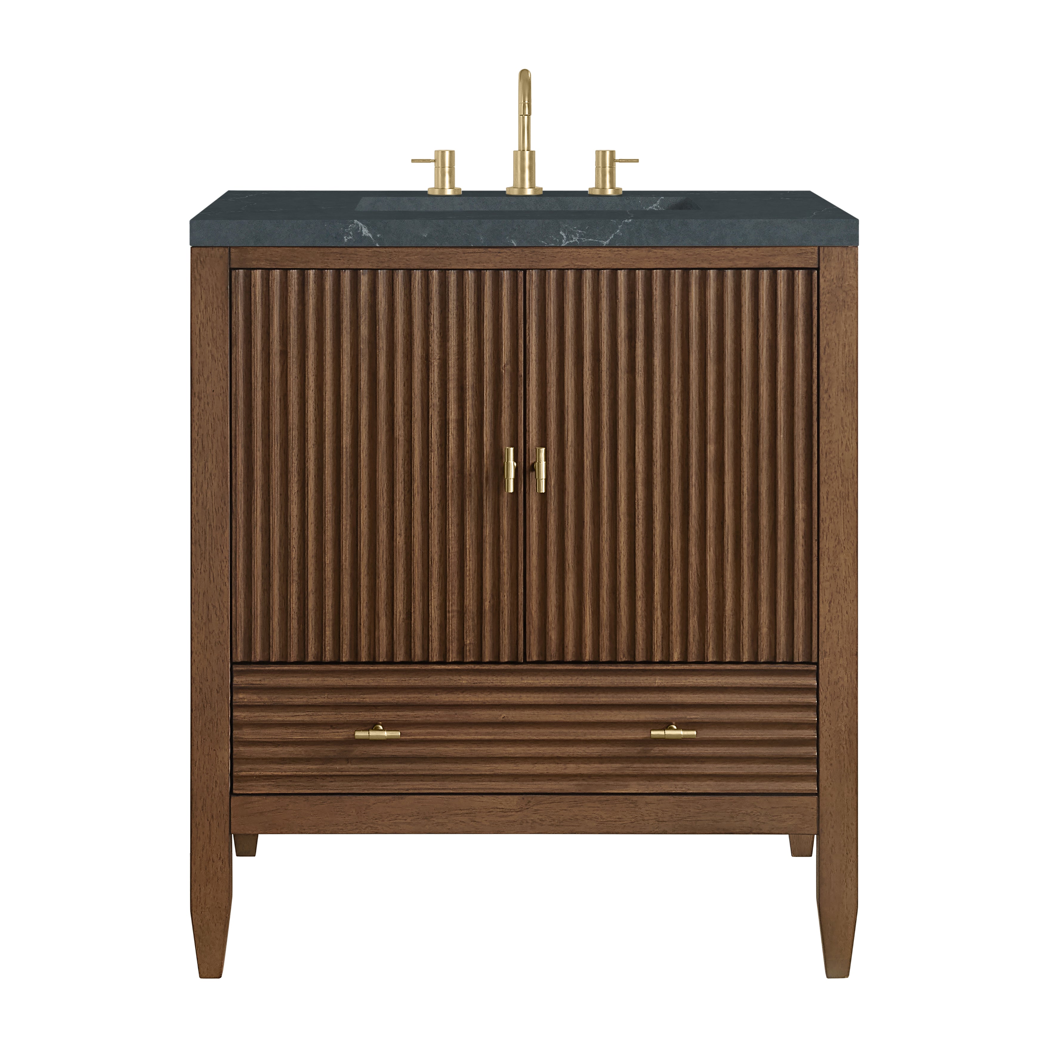 James Martin Myrrin 30" Single Vanity in Mid-Century Walnut with 3cm Countertop