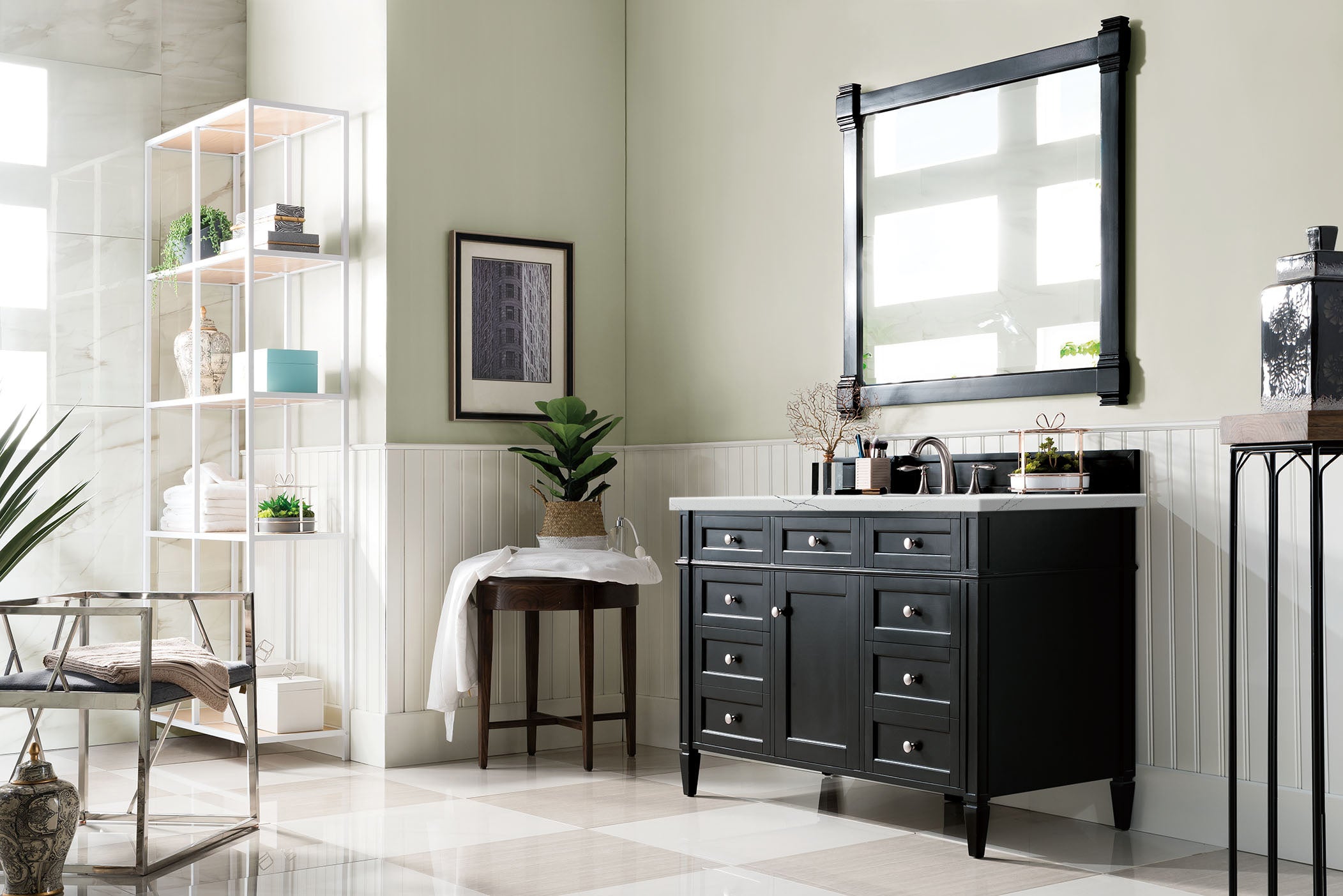 James Martin Brittany 48" Single Vanity in Black Onyx with 3cm Countertop