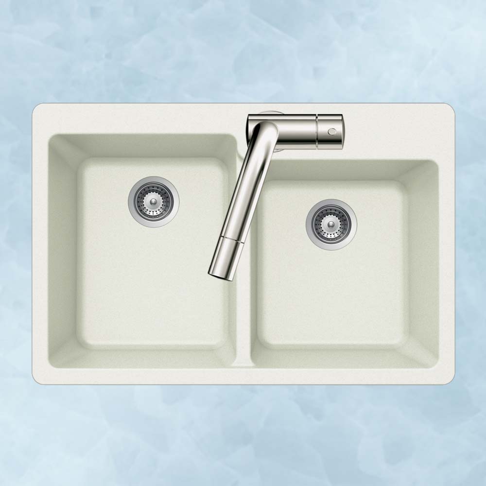 Houzer Quartztone 33" Granite Composite Drop-in Topmount 60/40 Double Bowl Kitchen Sink