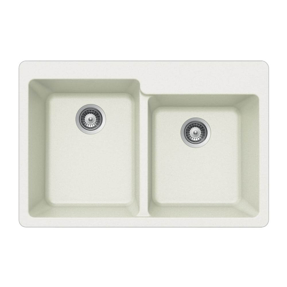 Houzer Quartztone 33" Granite Composite Drop-in Topmount 60/40 Double Bowl Kitchen Sink