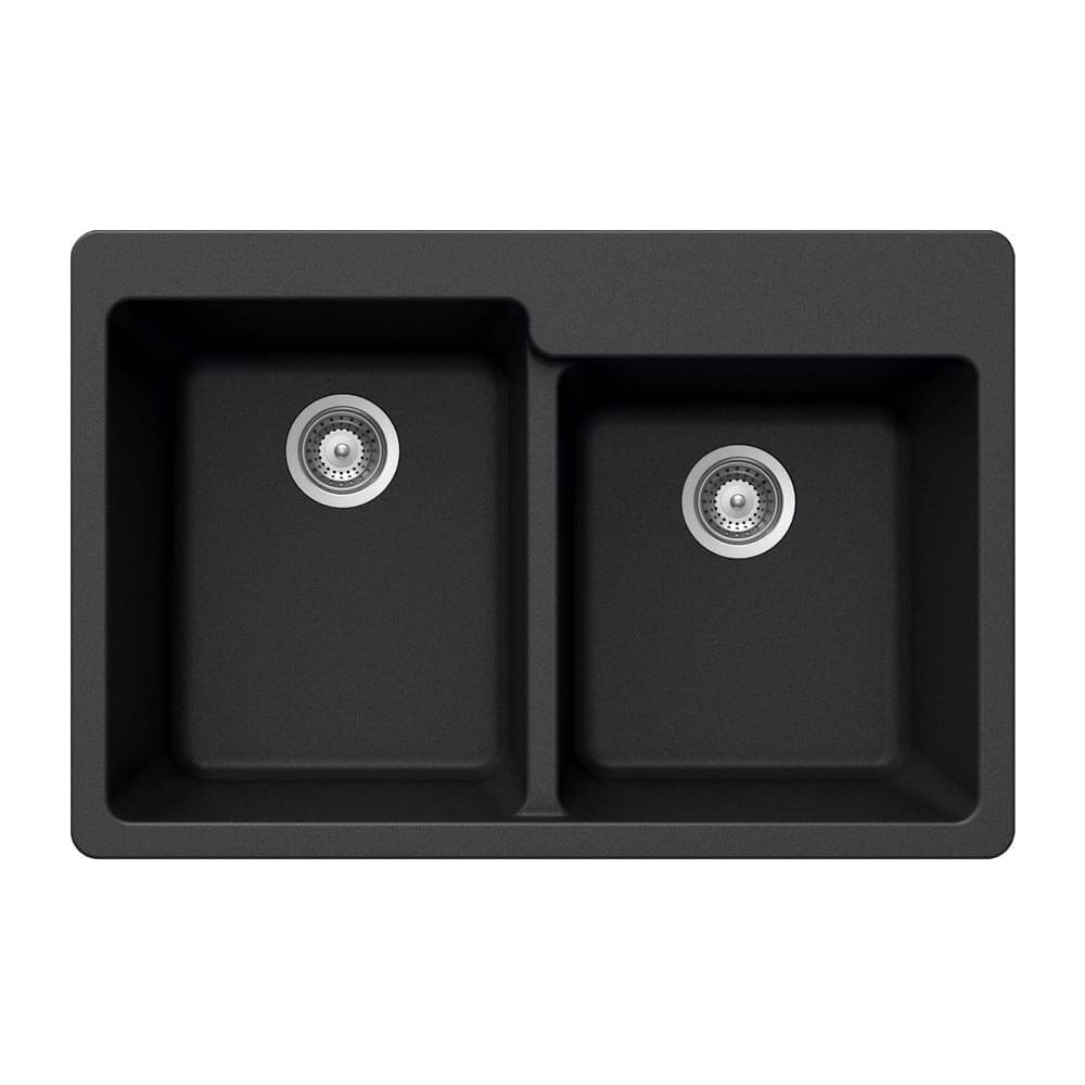 Houzer Quartztone 33" Granite Composite Drop-in Topmount 60/40 Double Bowl Kitchen Sink