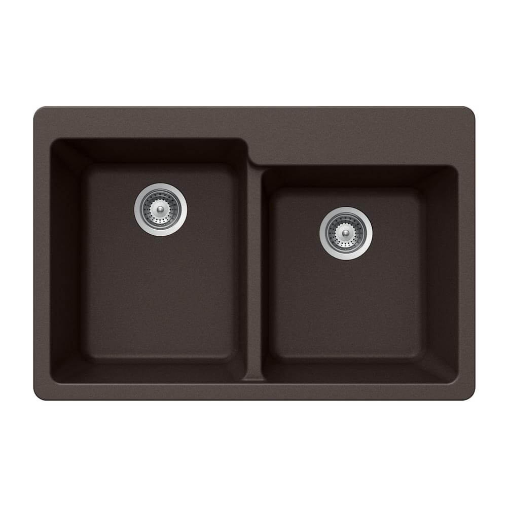 Houzer Quartztone 33" Granite Composite Drop-in Topmount 60/40 Double Bowl Kitchen Sink