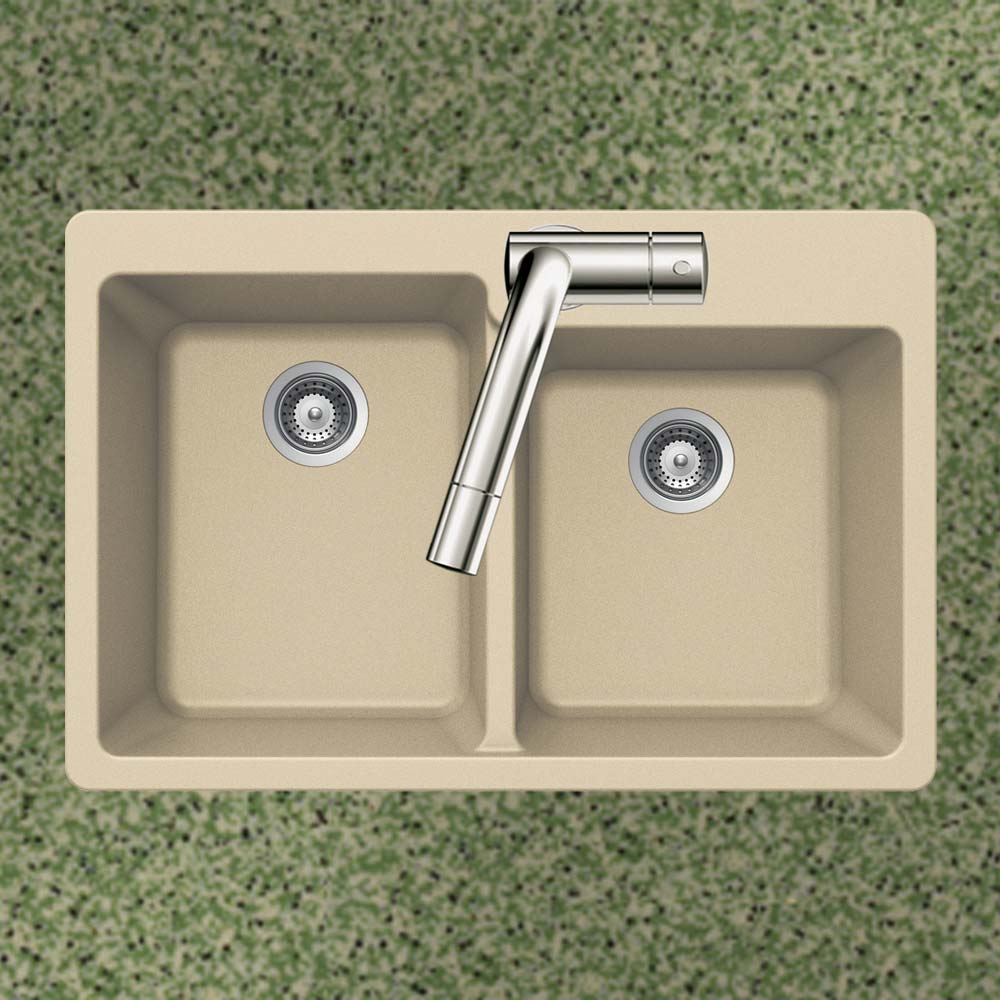 Houzer Quartztone 33" Granite Composite Drop-in Topmount 60/40 Double Bowl Kitchen Sink